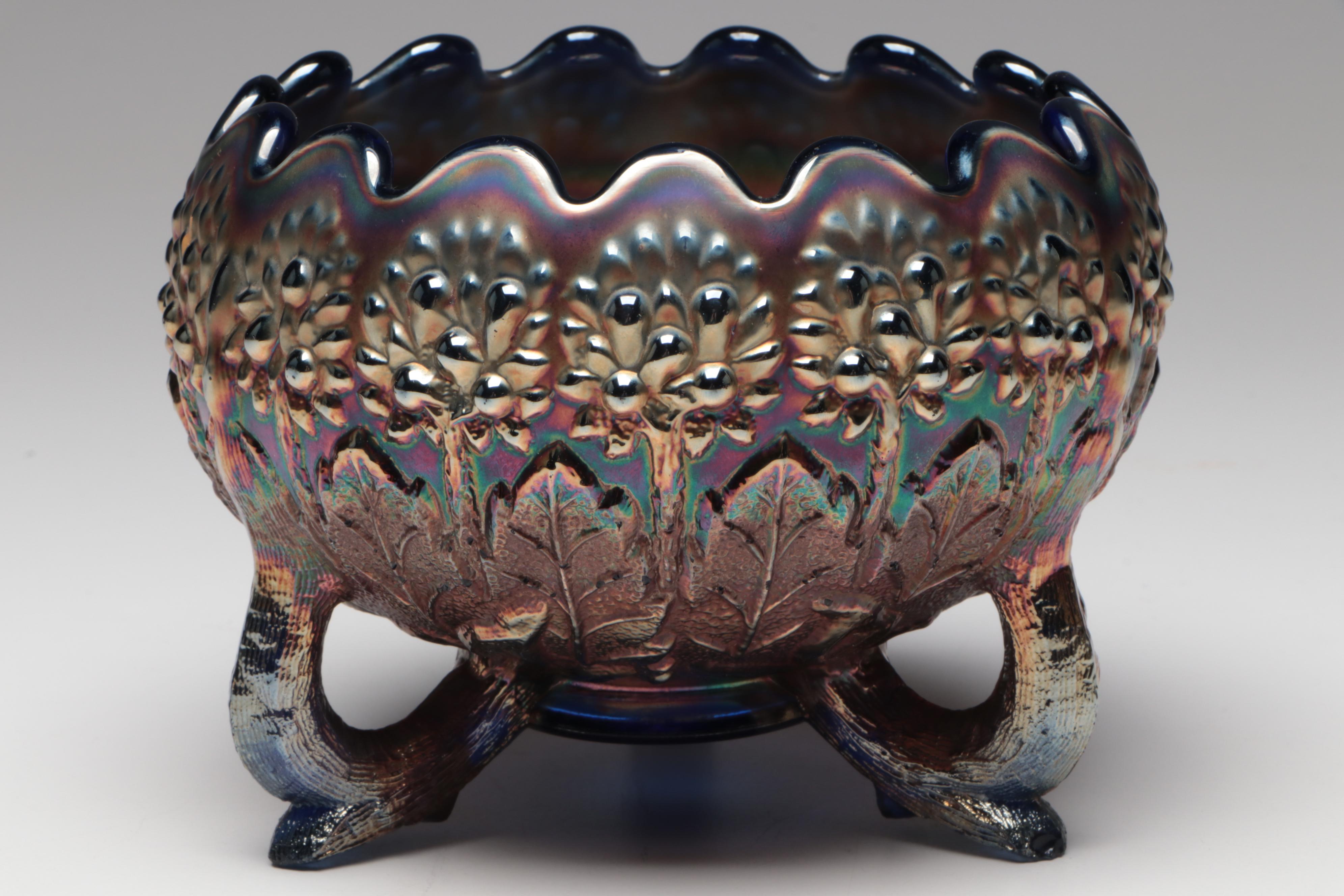 Fenton Carnival Glass "Orange Tree" Iridescent Footed Bowl and Tumbler