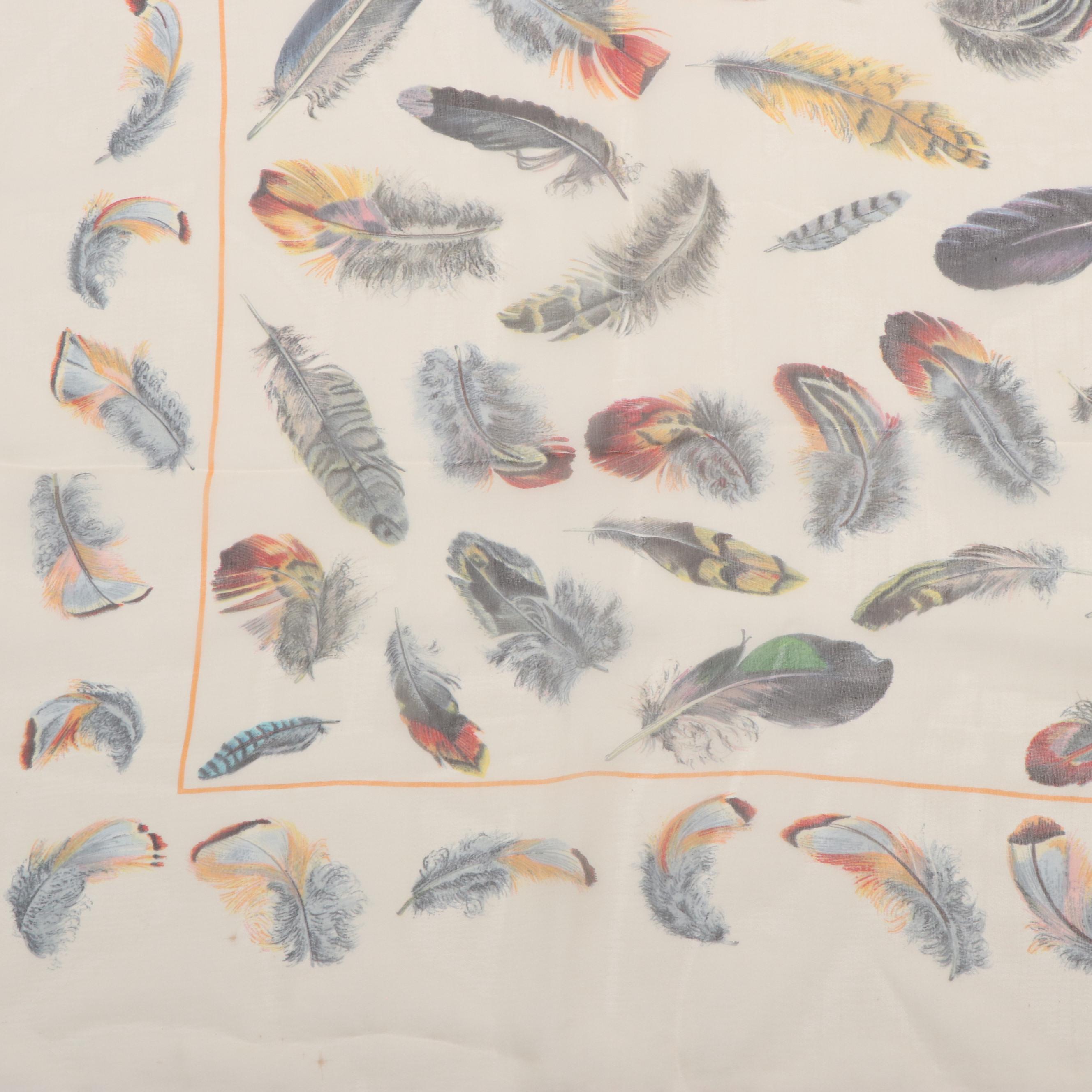 Hermès "Plumes" Silk Chiffon Scarf