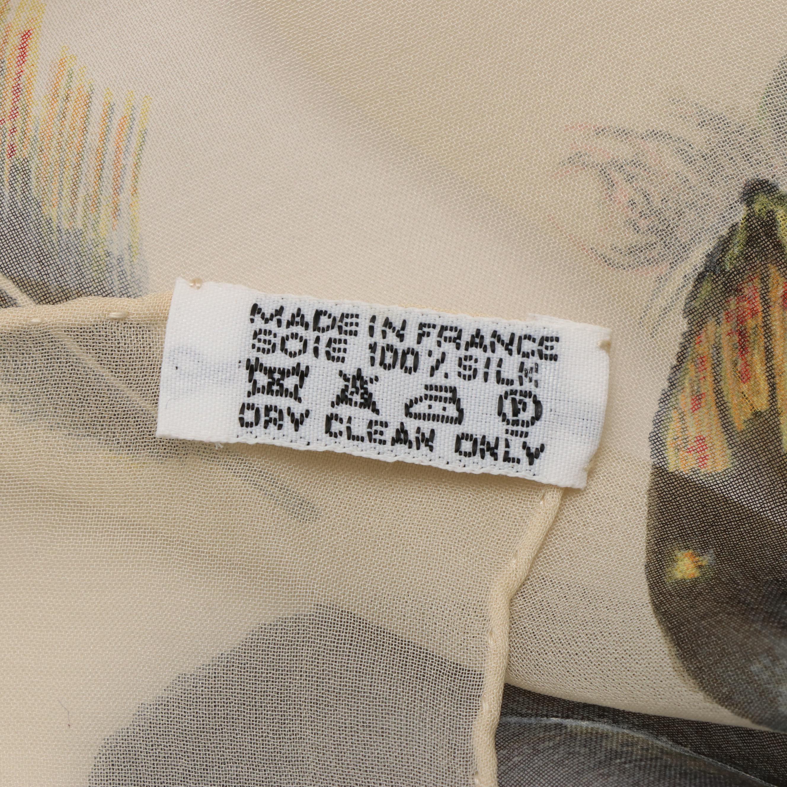 Hermès "Plumes" Silk Chiffon Scarf