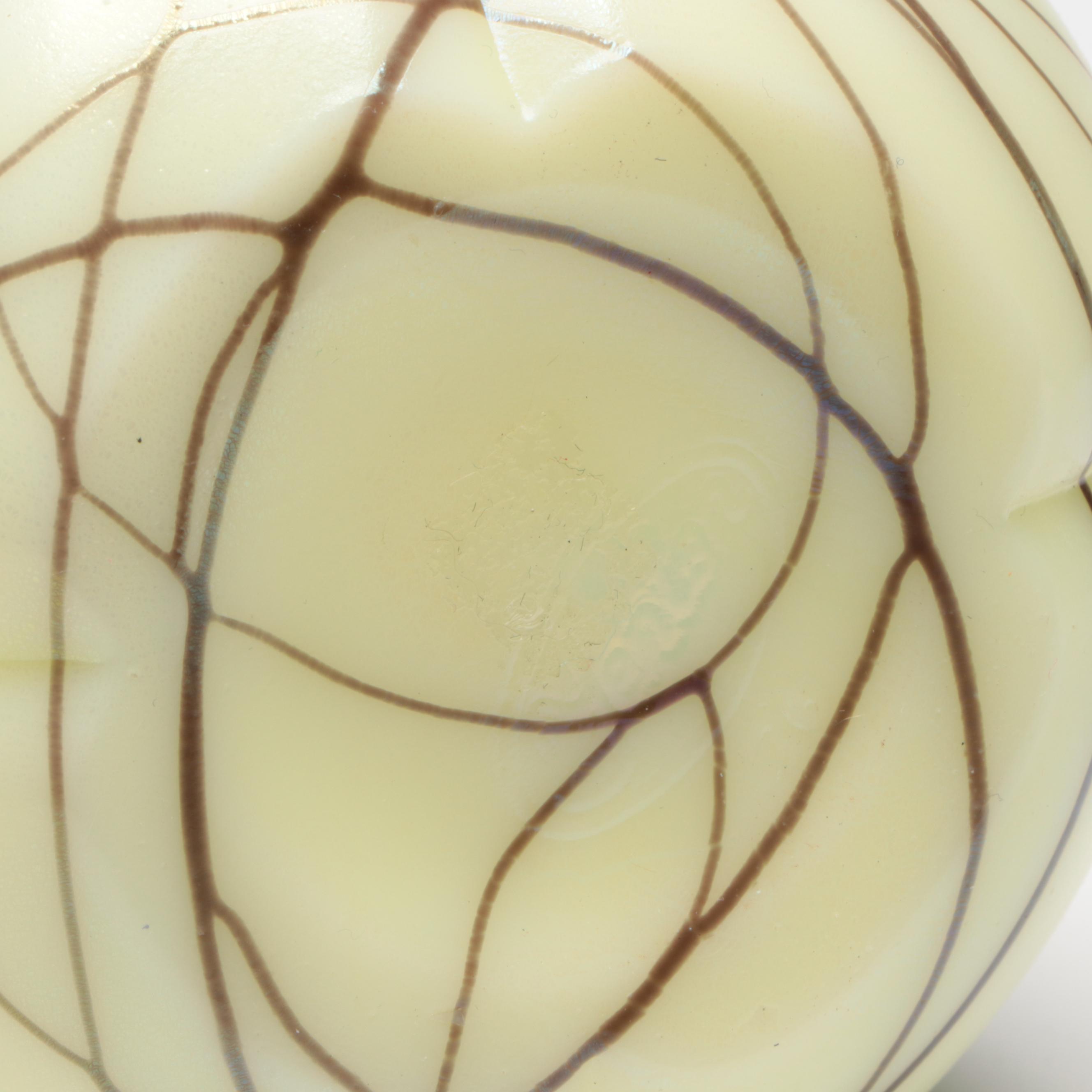 Barber & Fetty Fenton "Hanging Hearts" Custard Glass Barber Bottle & Vase, 1976