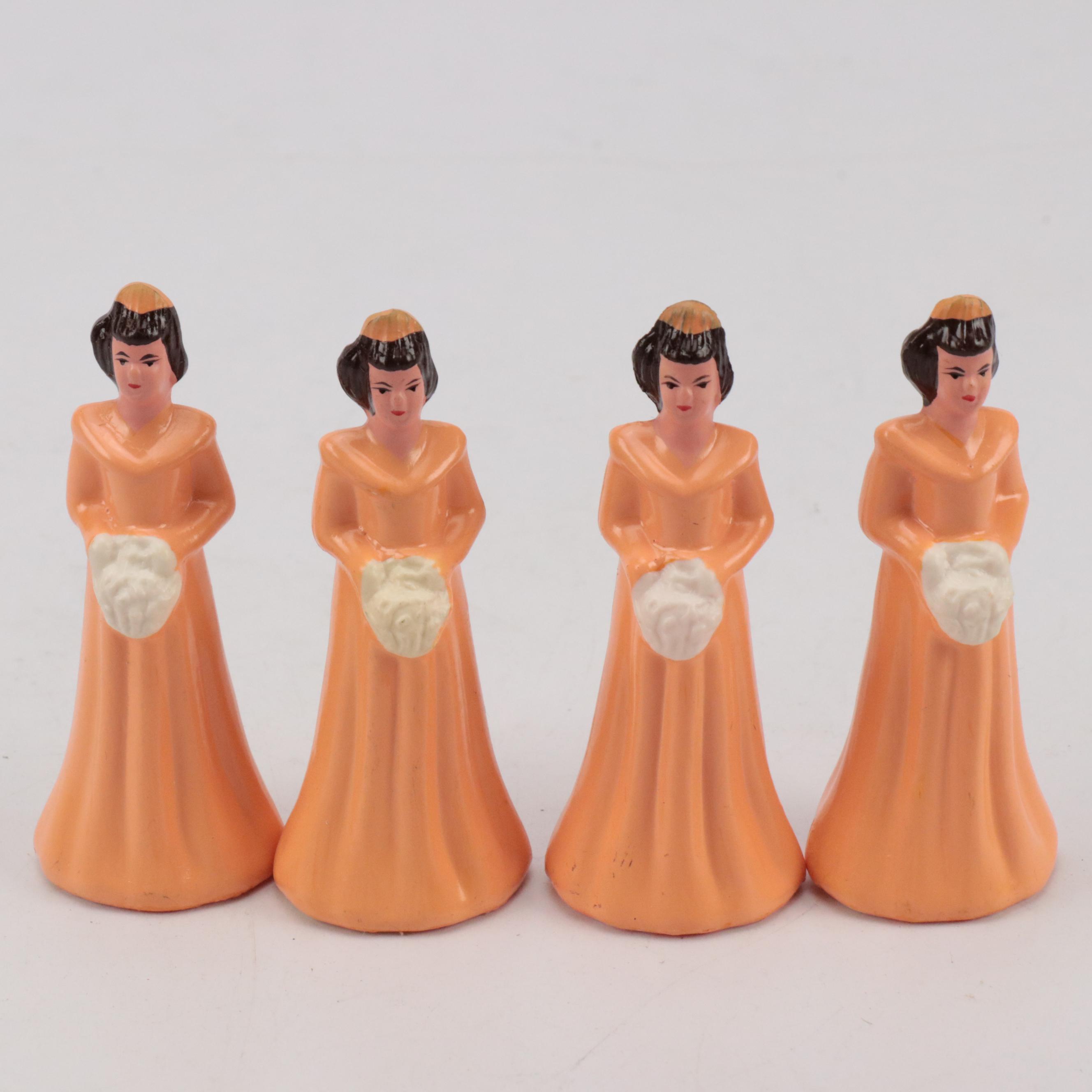 Plastic Wedding Cake Toppers with Decorative Cakes on Stands