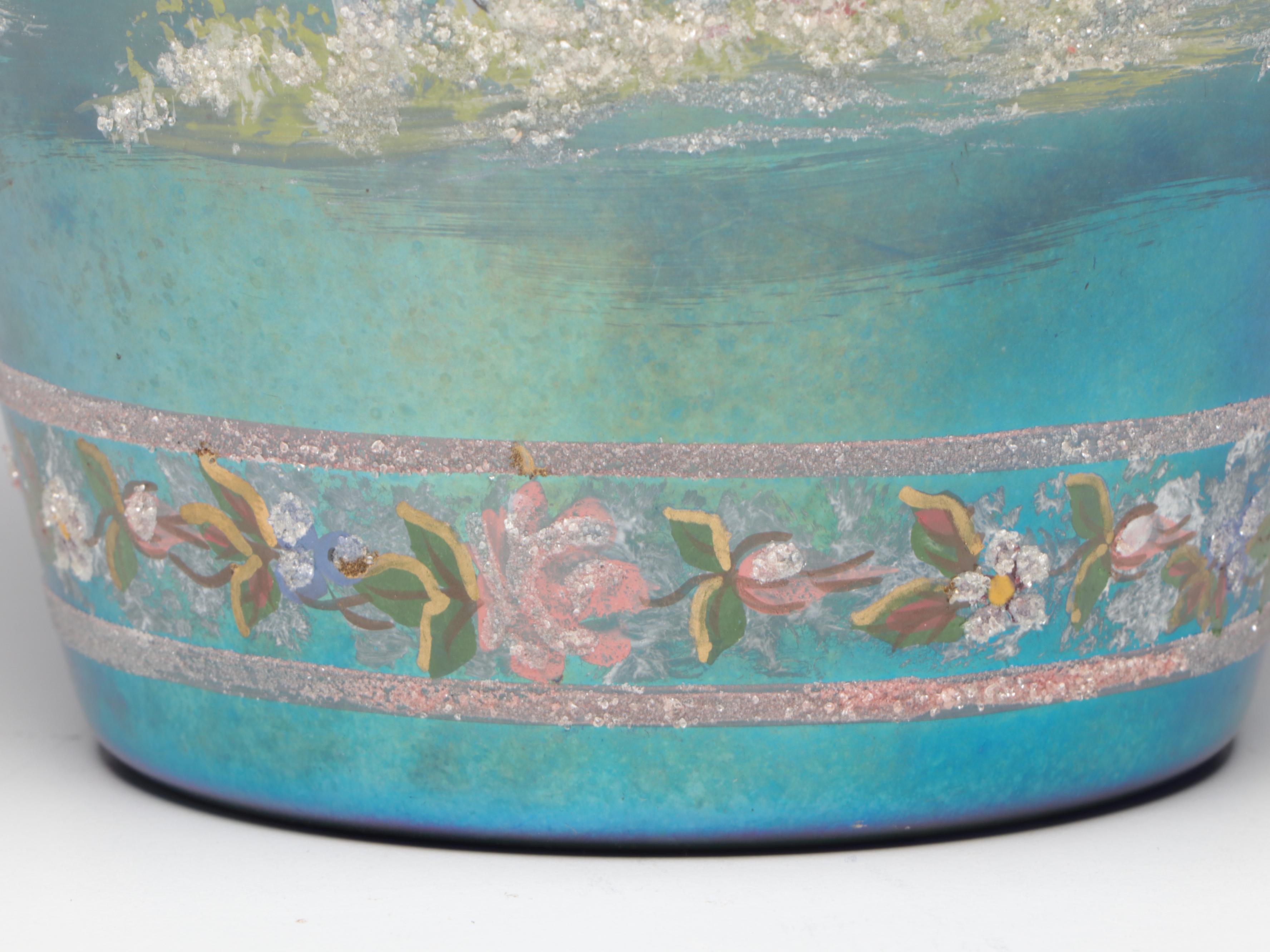 Marilyn Wagner for Fenton Handcrafted Favrene Horse and Landscape Glass Vase