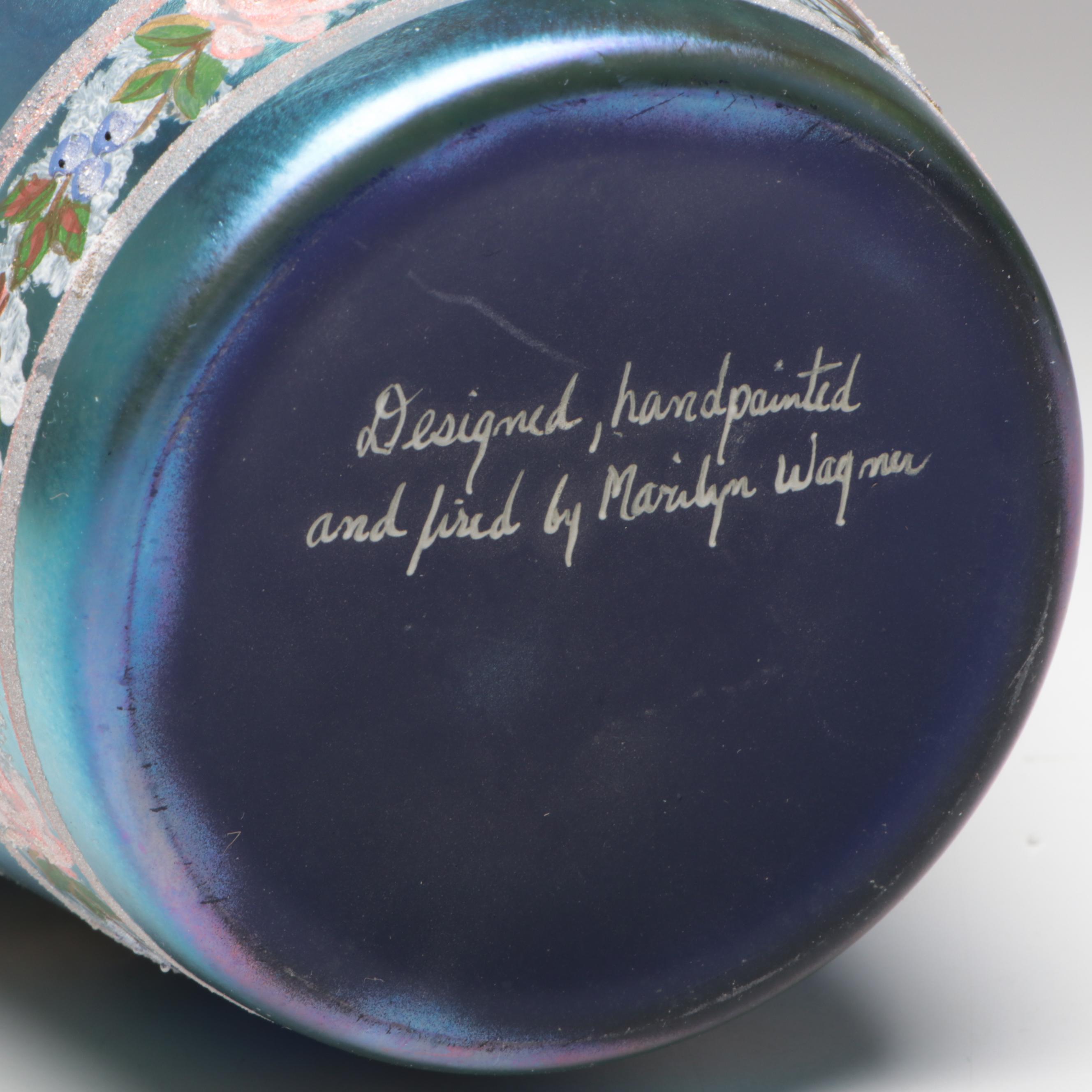 Marilyn Wagner for Fenton Handcrafted Favrene Horse and Landscape Glass Vase