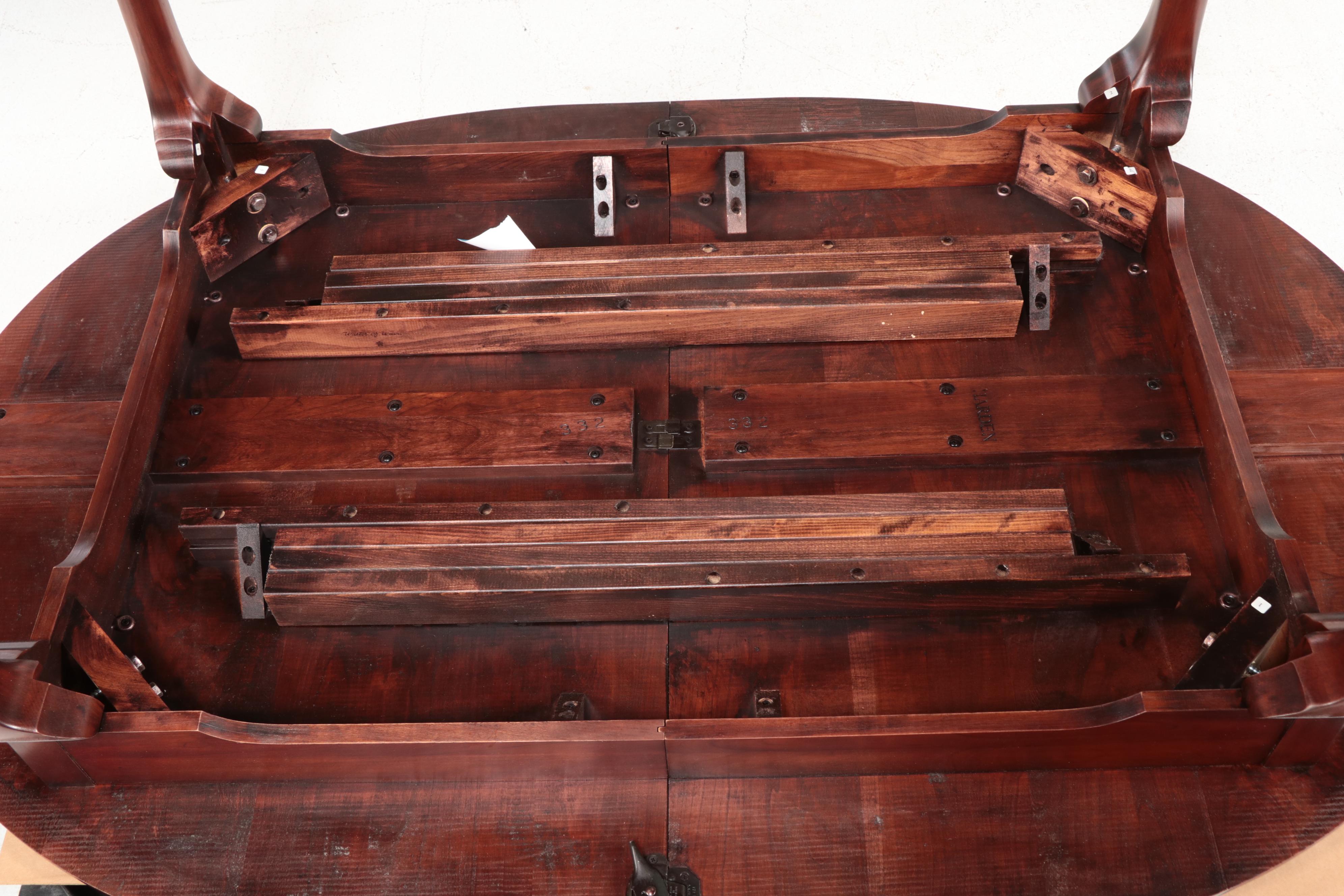 Harden "Cambridge" Mahogany Dining Table with Ethan Allen Rococo Style Chairs