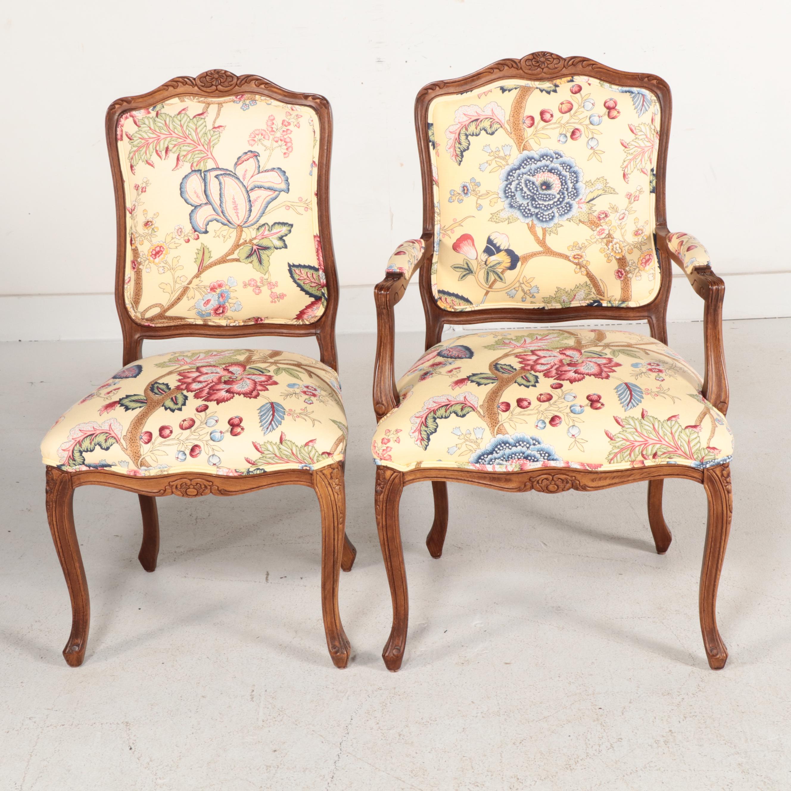 Harden "Cambridge" Mahogany Dining Table with Ethan Allen Rococo Style Chairs