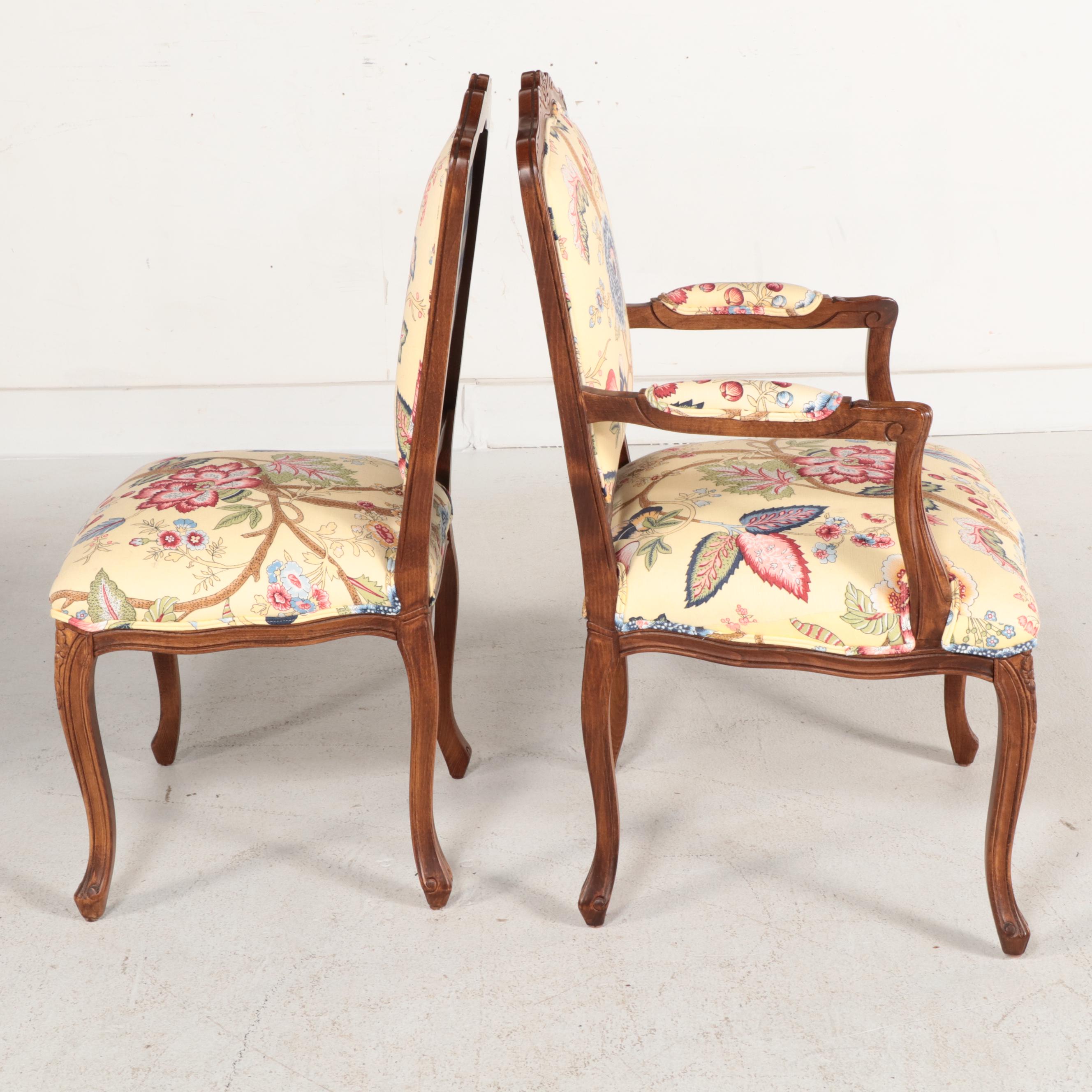 Harden "Cambridge" Mahogany Dining Table with Ethan Allen Rococo Style Chairs