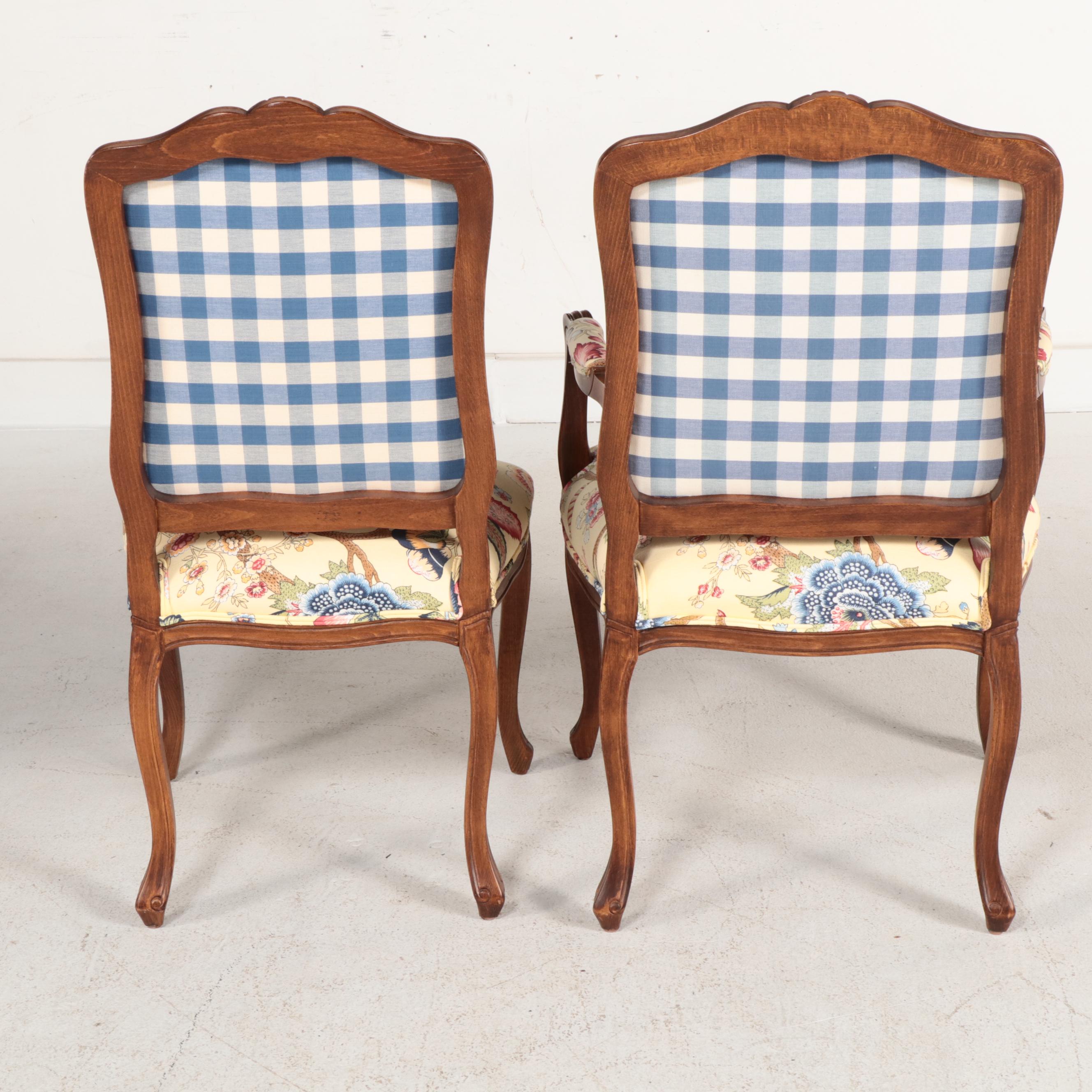 Harden "Cambridge" Mahogany Dining Table with Ethan Allen Rococo Style Chairs