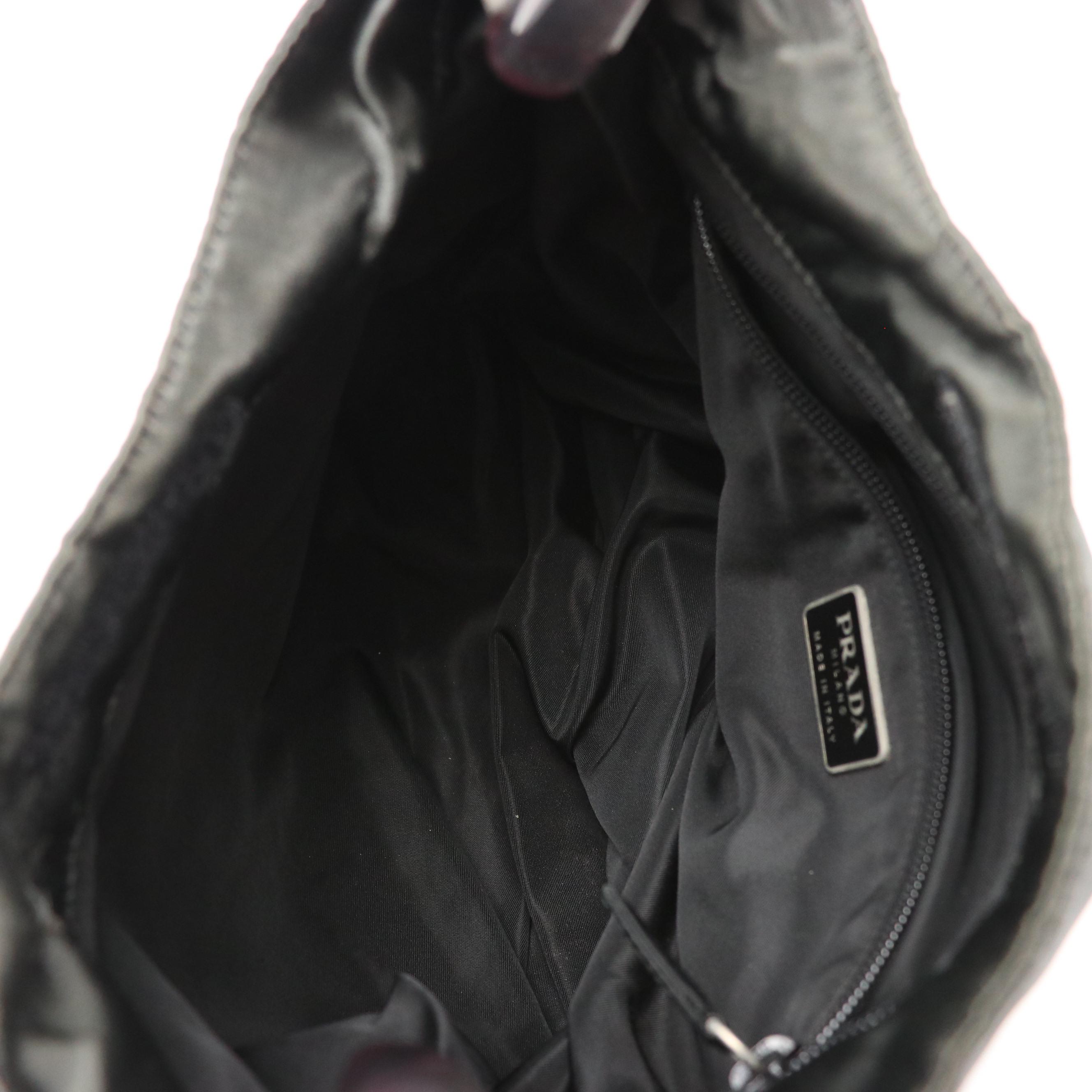 Prada Black Silk Satin Shoulder Bag with Acrylic Handle