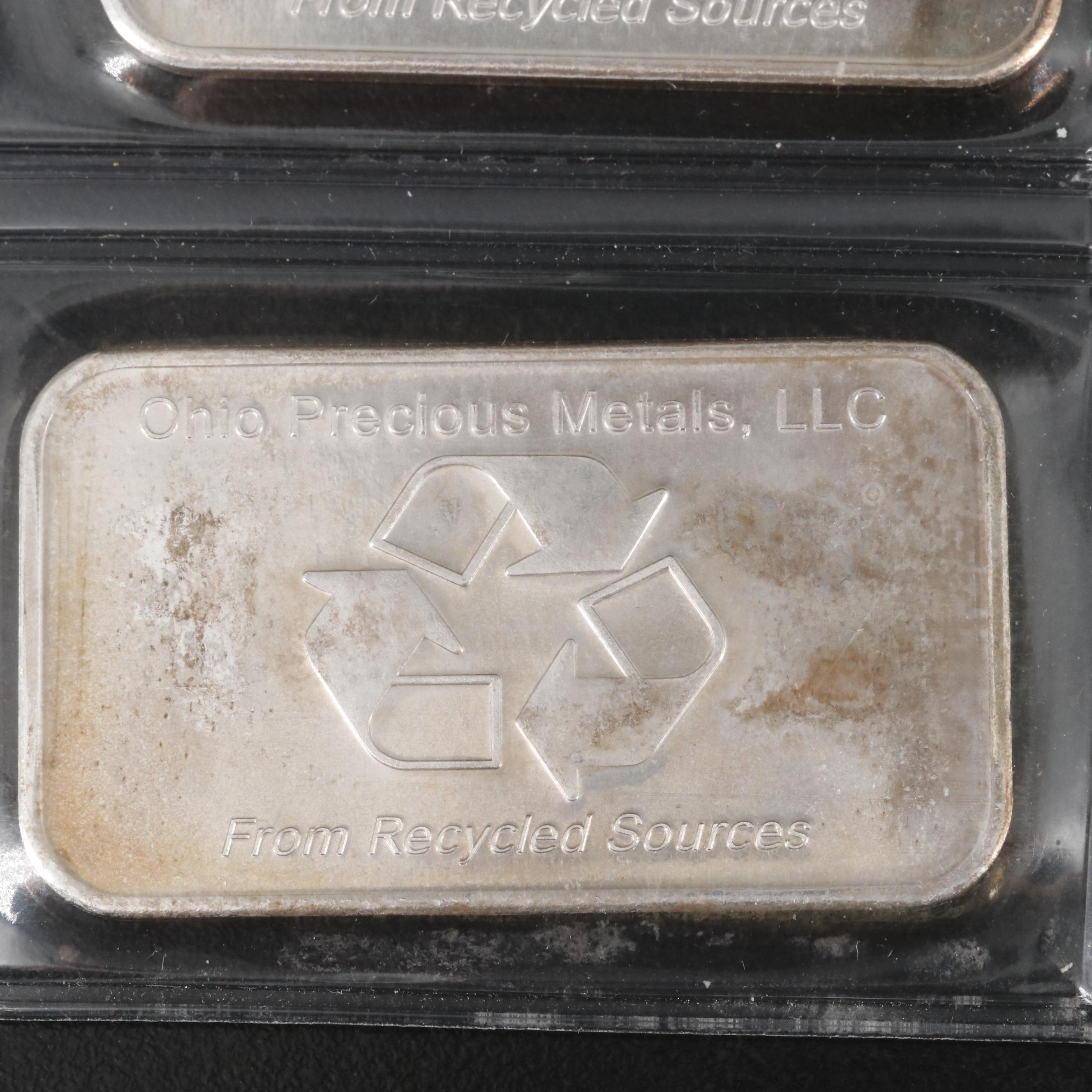 Group of Ten Ohio Precious Metals One Ounce Silver Bars