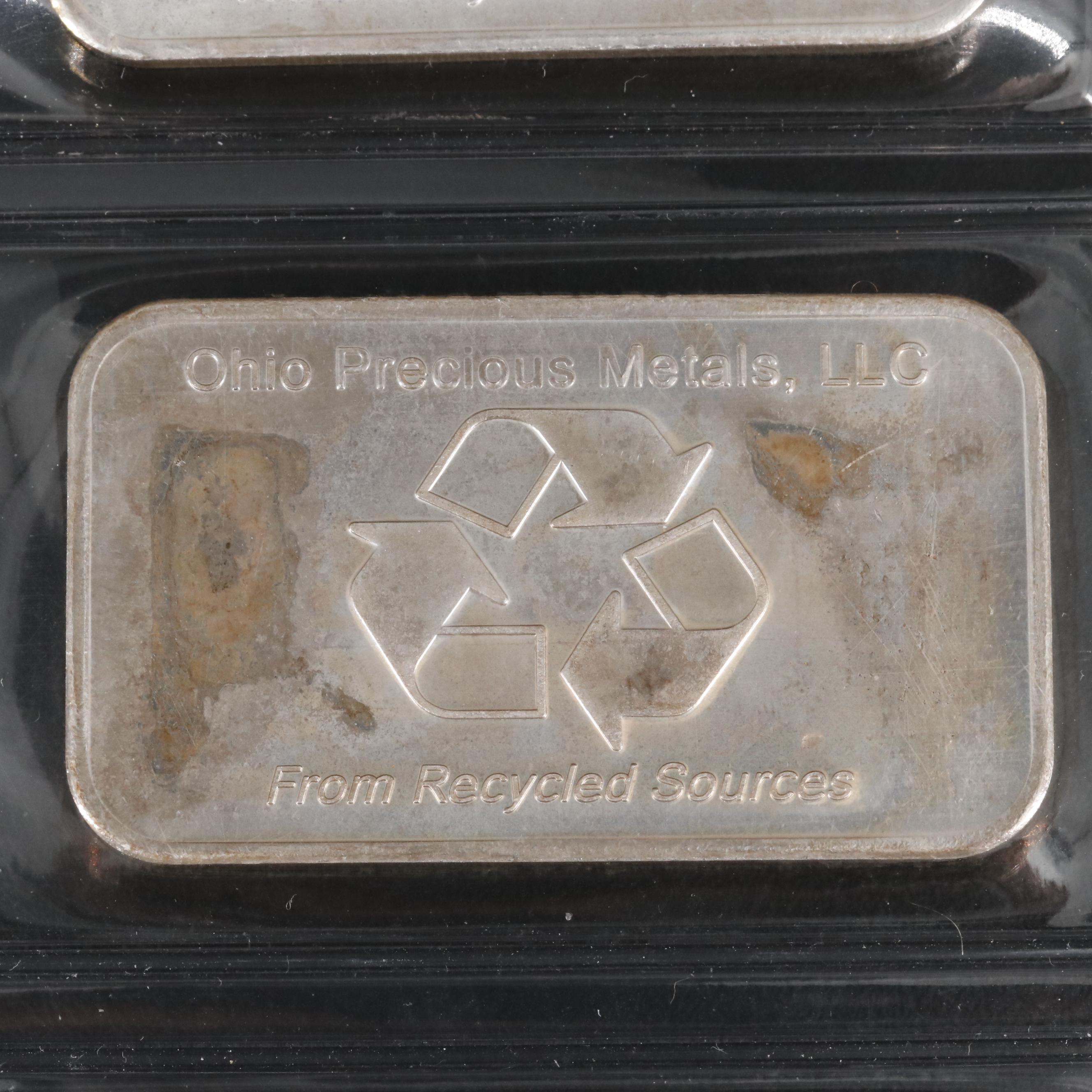 Group of Ten Ohio Precious Metals One Ounce Silver Bars
