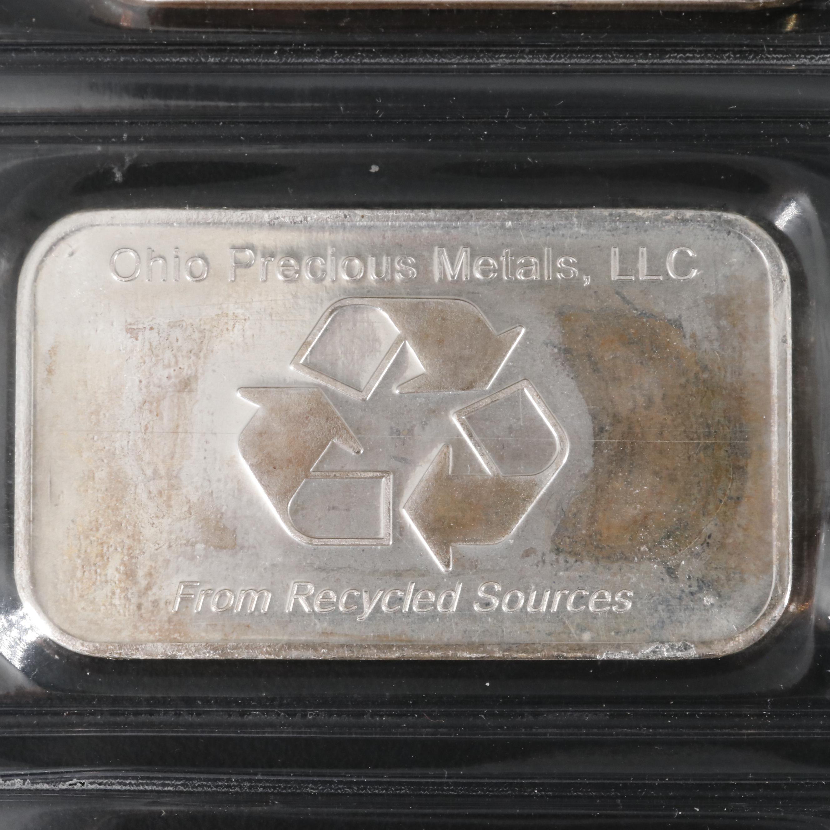 Group of Ten Ohio Precious Metals One Ounce Silver Bars