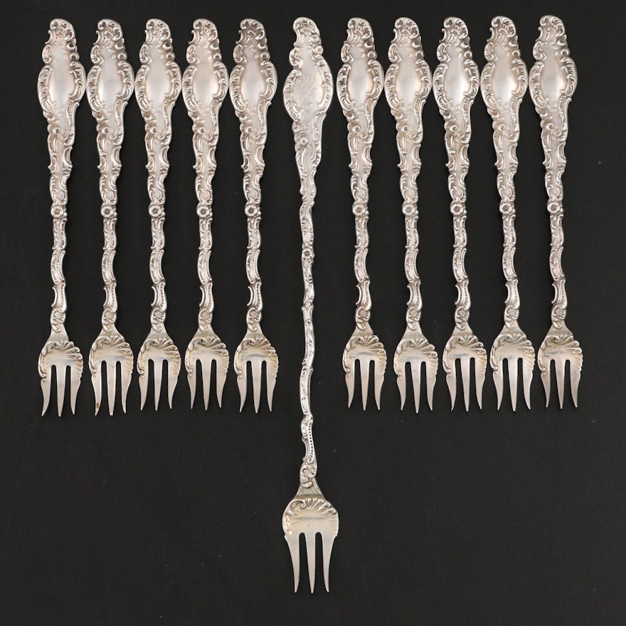 Durgin "Watteau" Sterling Silver Cocktail and Lobster Forks