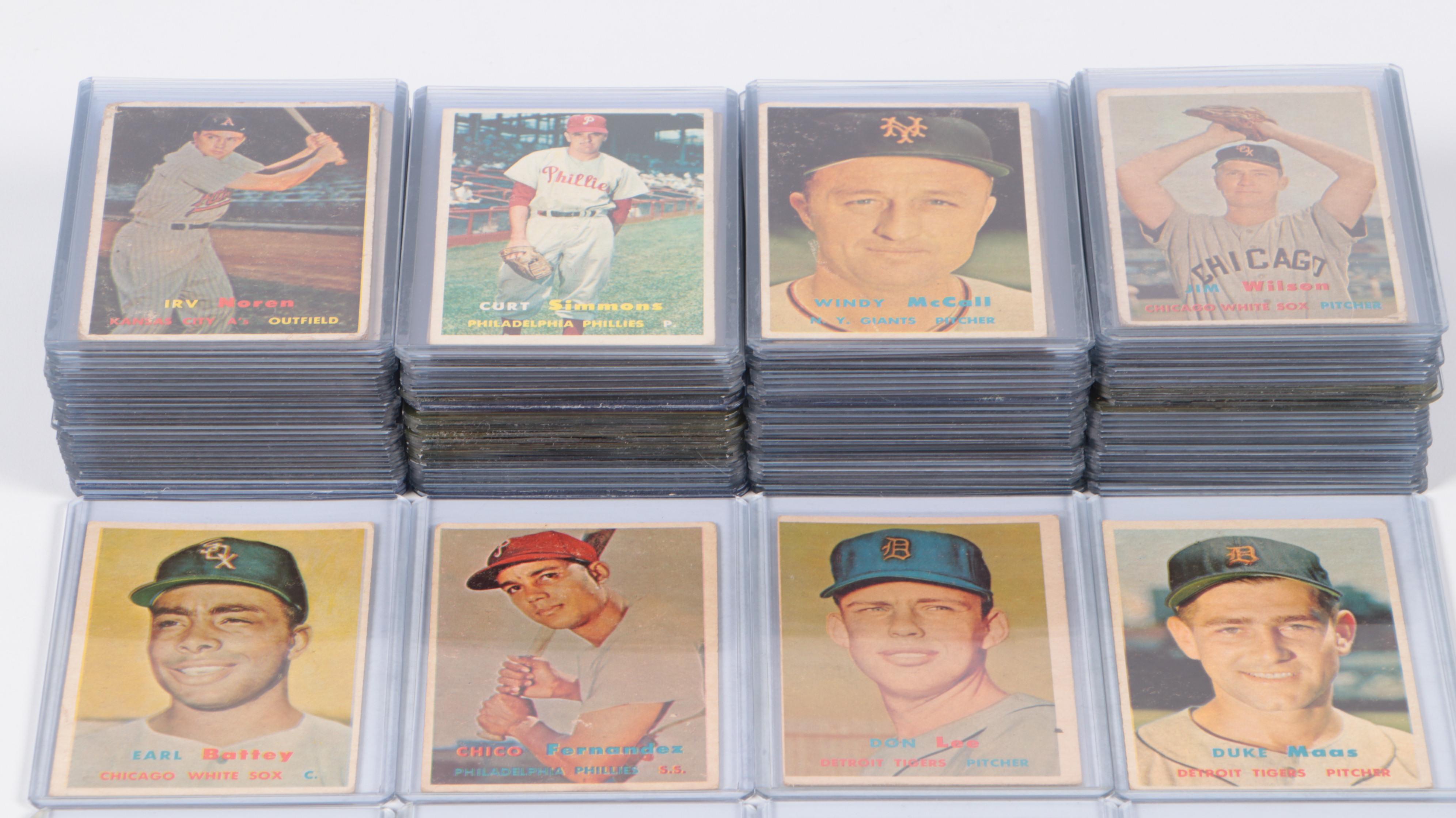 1957 Topps Baseball Cards Featuring Ned Garver, Earl Battey, and More