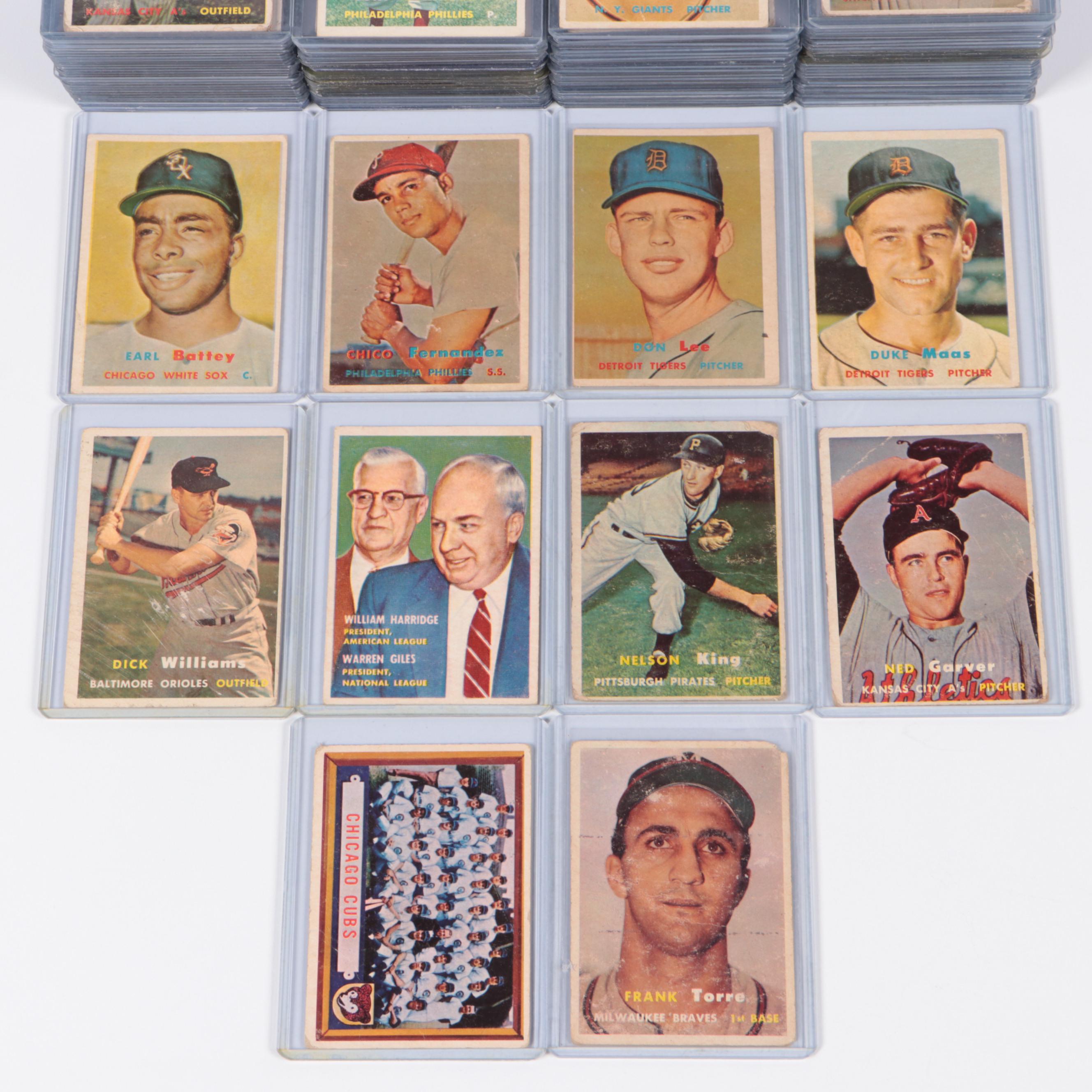1957 Topps Baseball Cards Featuring Ned Garver, Earl Battey, and More