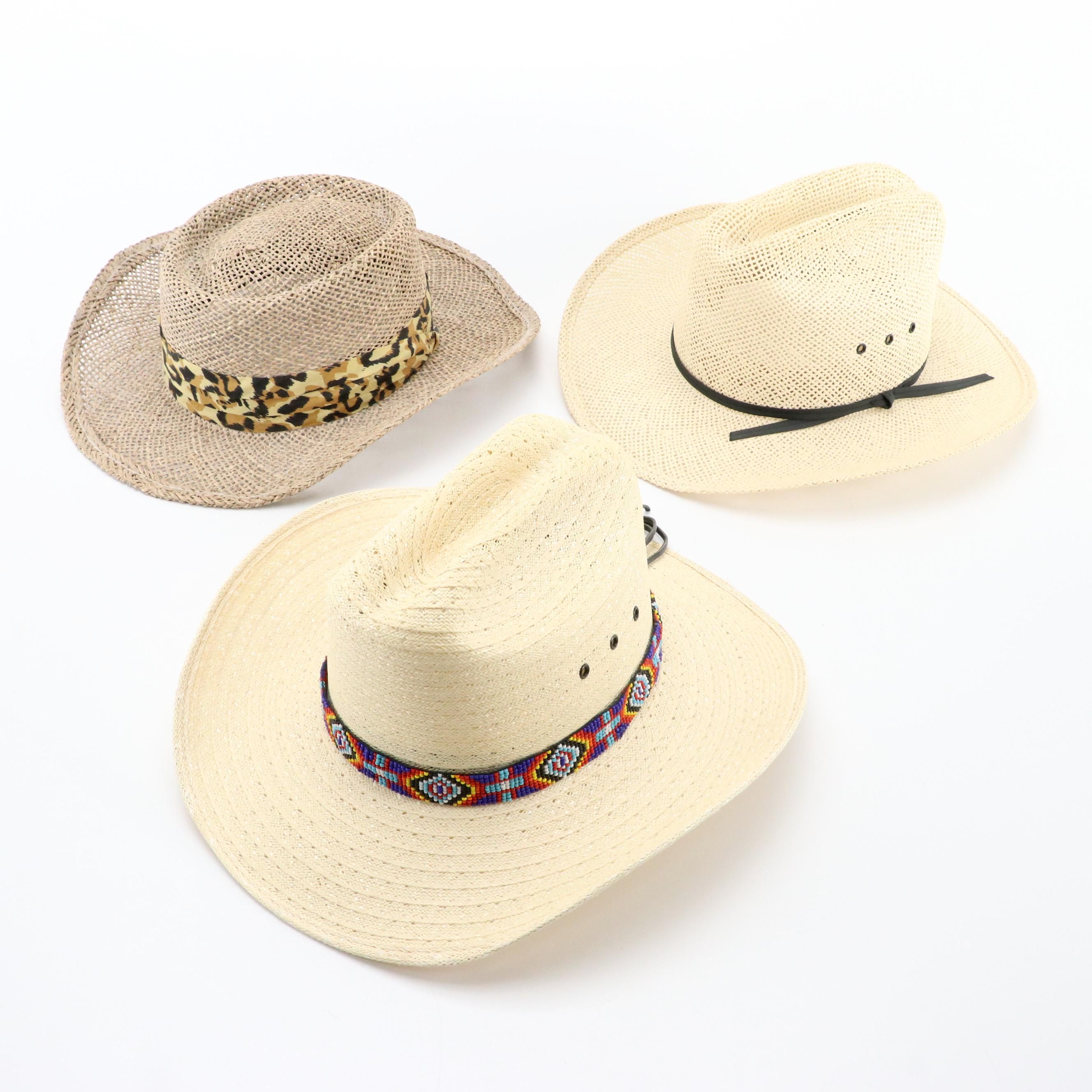 Cincinnati Zoo Shop Leopard Straw Gambler Hat, Other Western Style Straw Hats