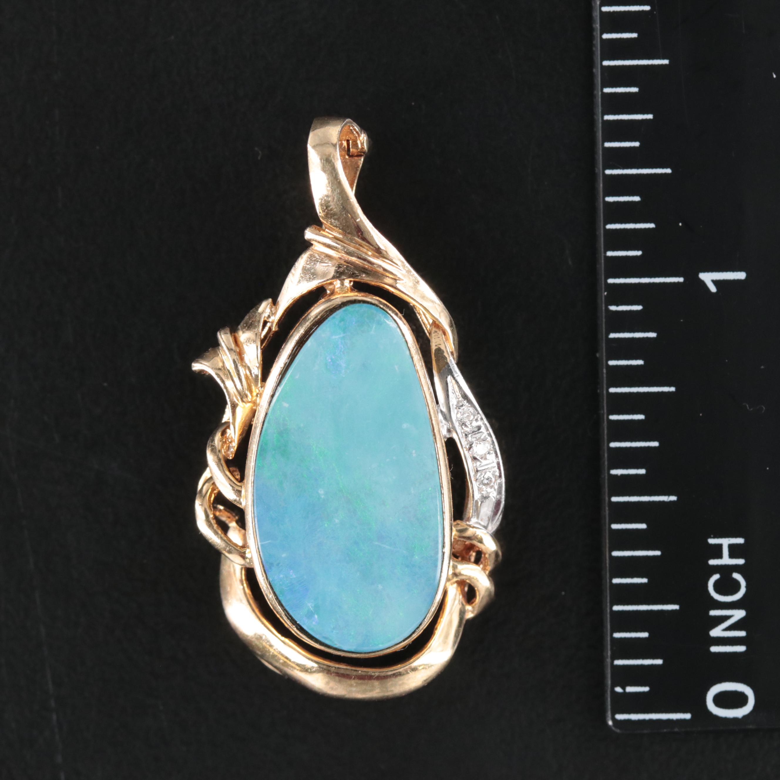 14K Opal and Diamond Enhancer Pendant