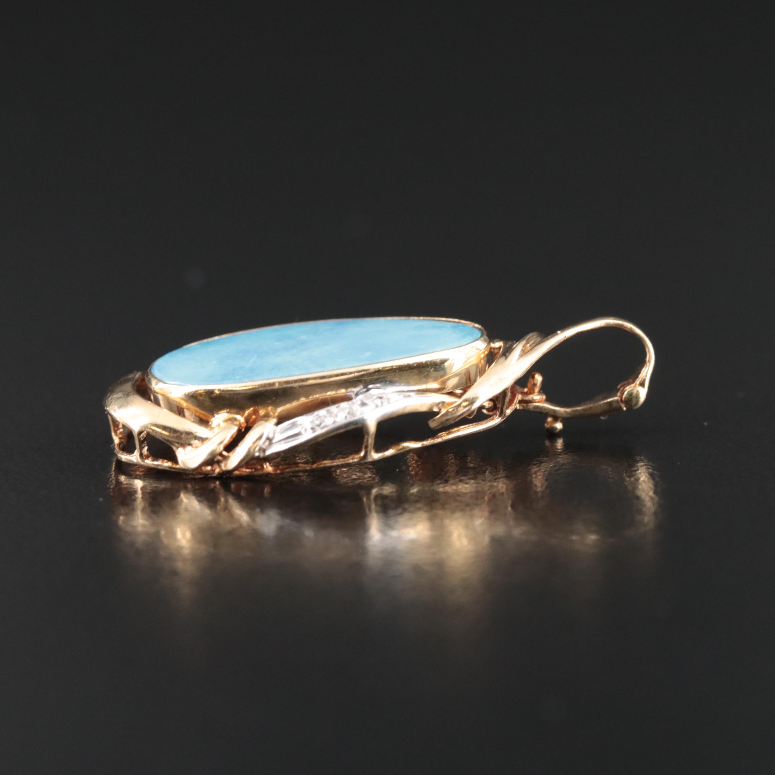 14K Opal and Diamond Enhancer Pendant