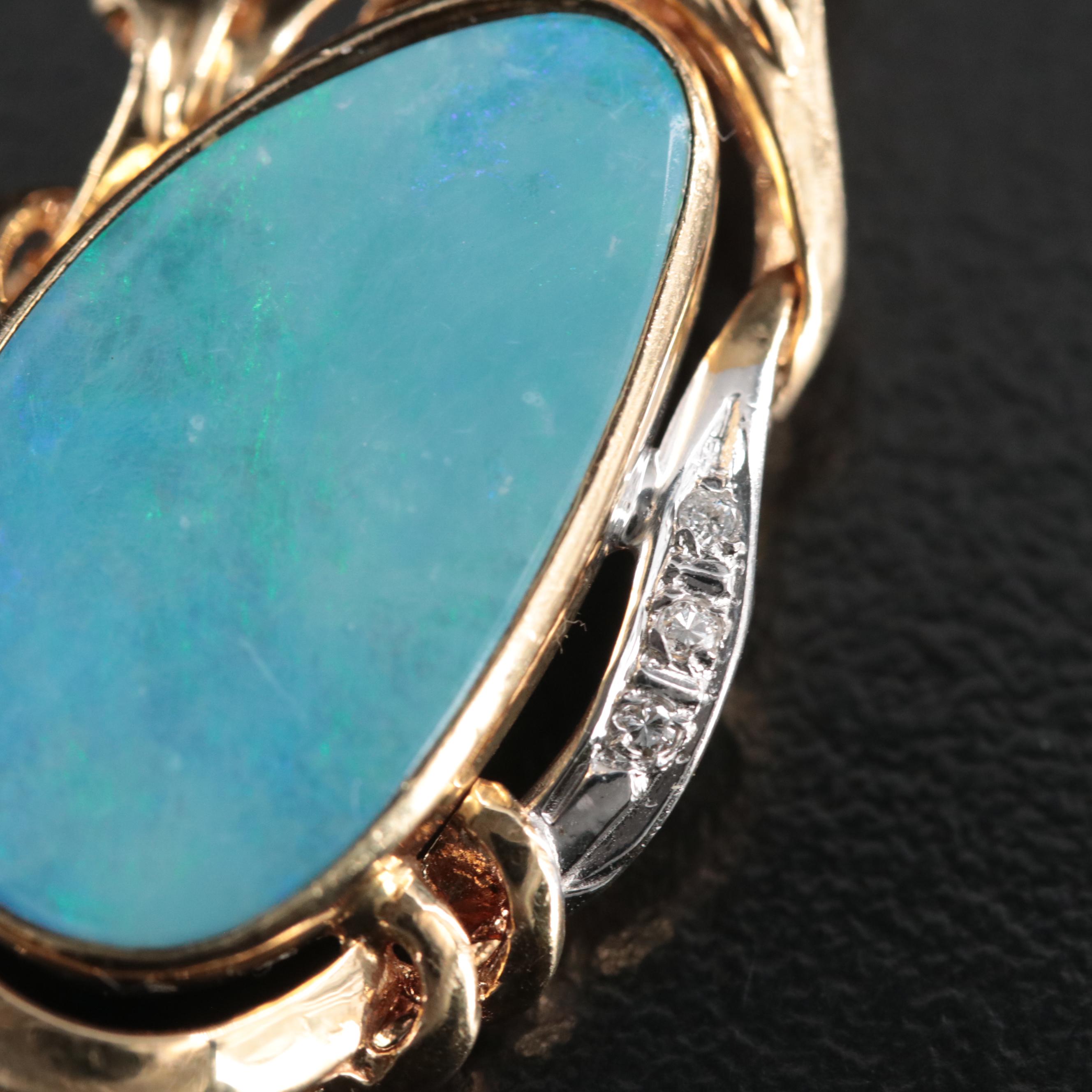 14K Opal and Diamond Enhancer Pendant