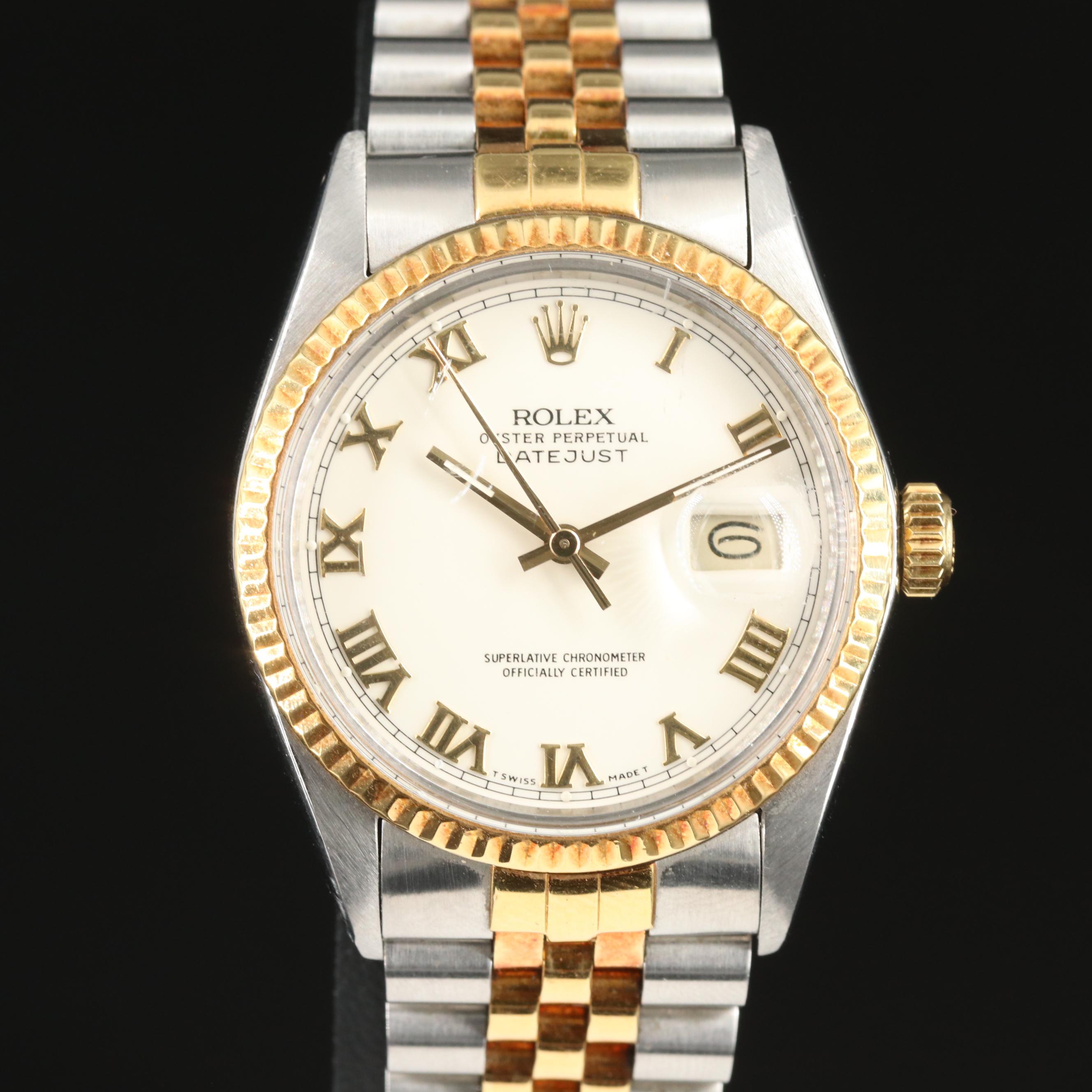 1985 Rolex Roman Dial Two-Tone Datejust Watch