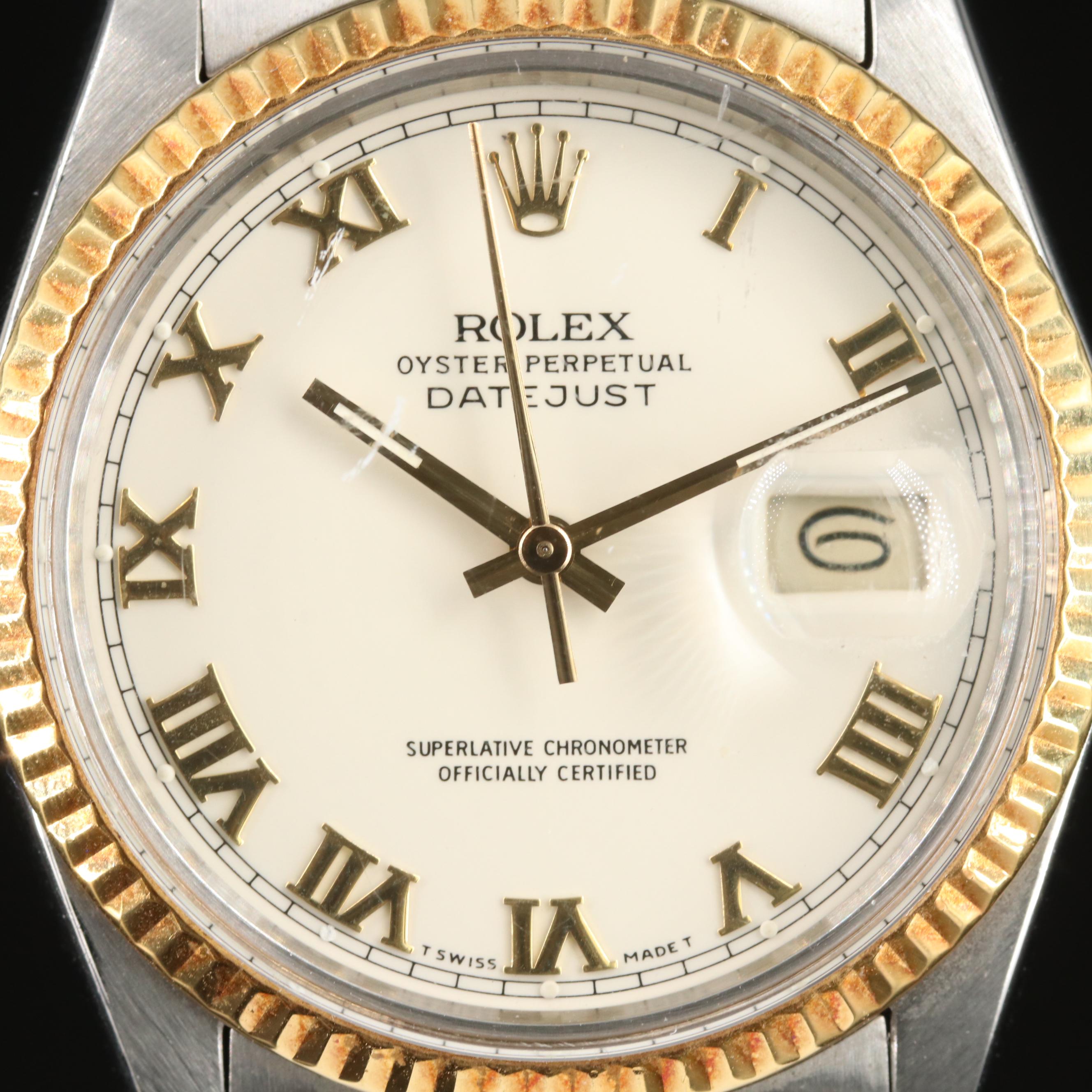 1985 Rolex Roman Dial Two-Tone Datejust Watch