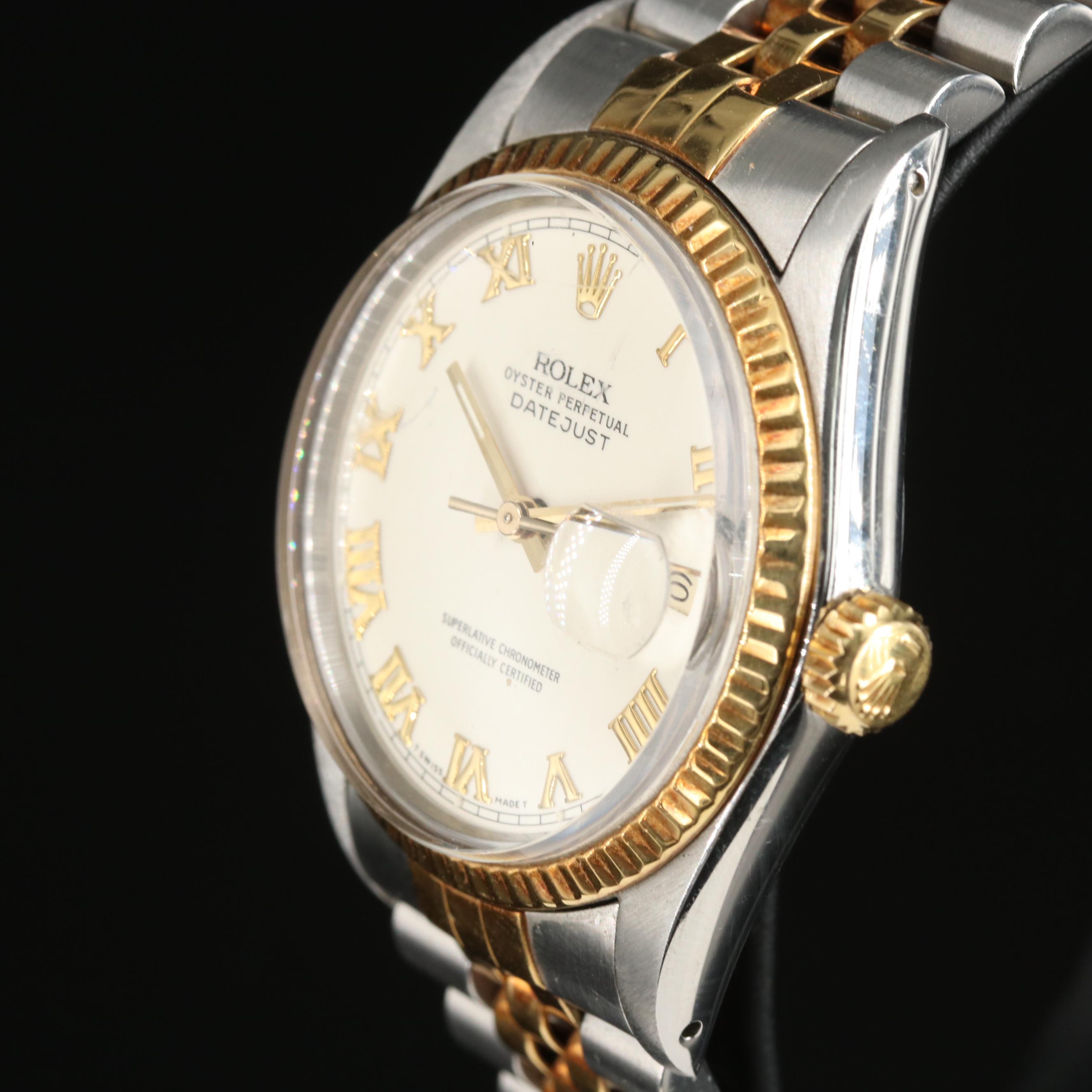 1985 Rolex Roman Dial Two-Tone Datejust Watch