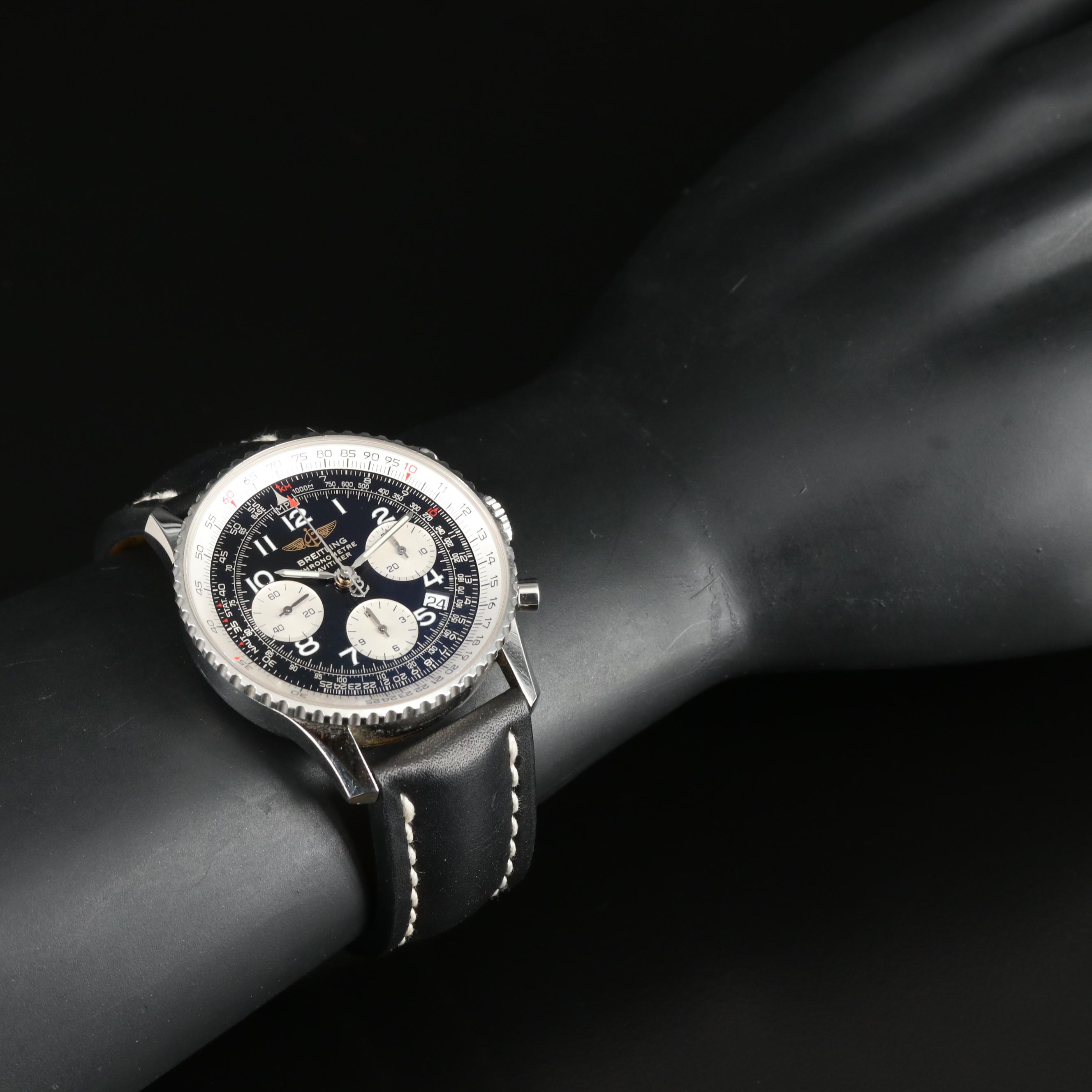 Breitling Navitimer 42MM Black Steel Automatic Watch