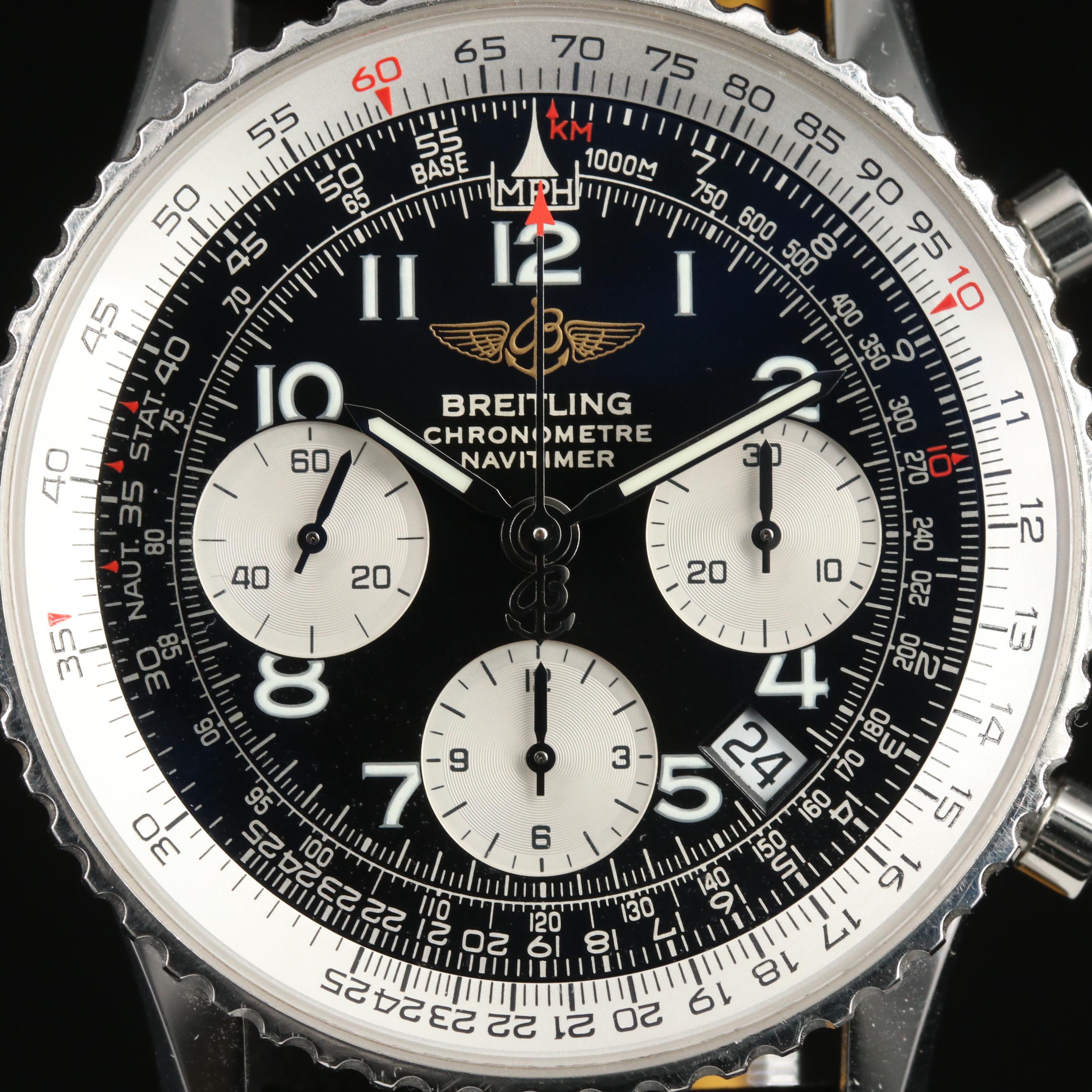 Breitling Navitimer 42MM Black Steel Automatic Watch