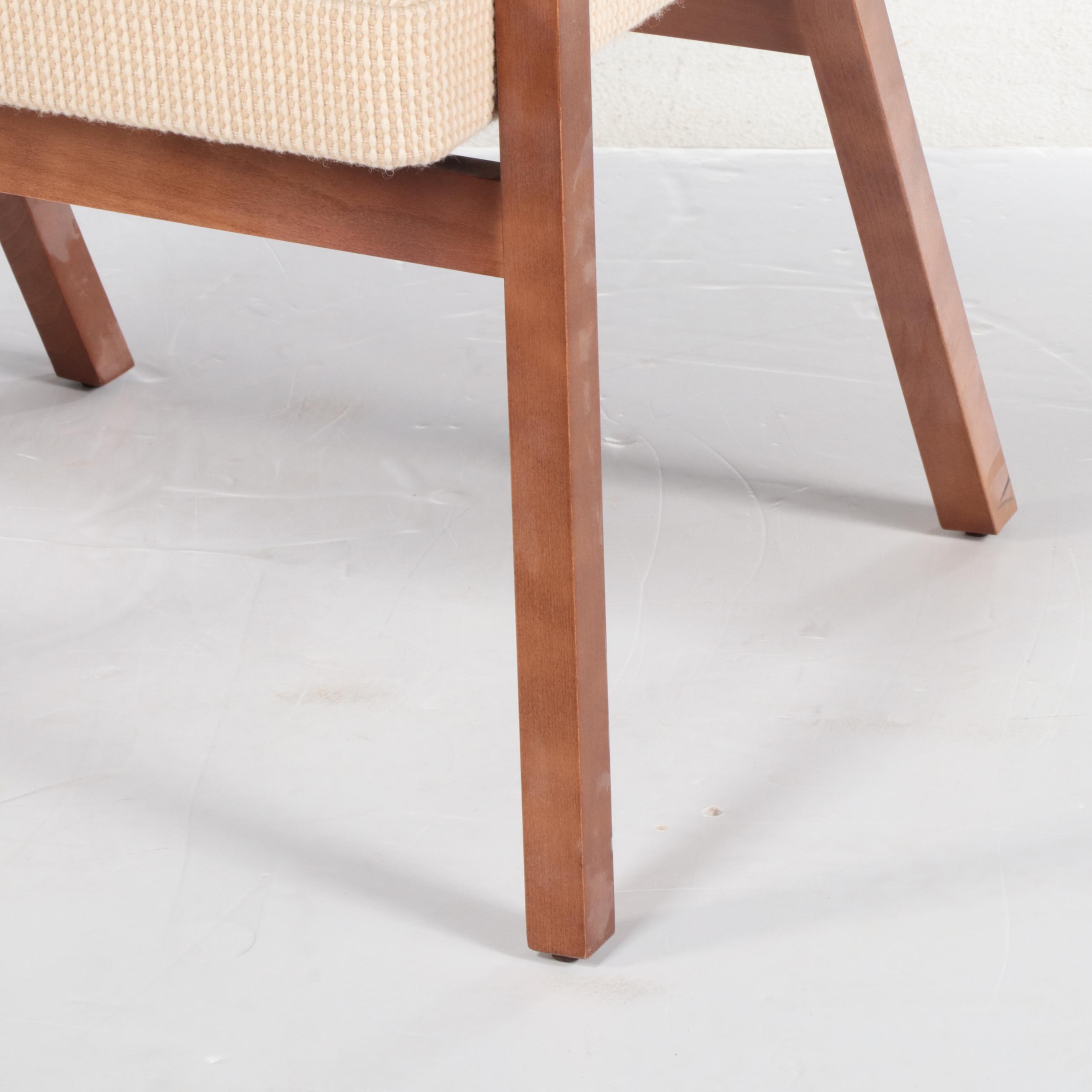 Pair of Knoll "Shelton Mindel" Upholstered Beech Armchairs