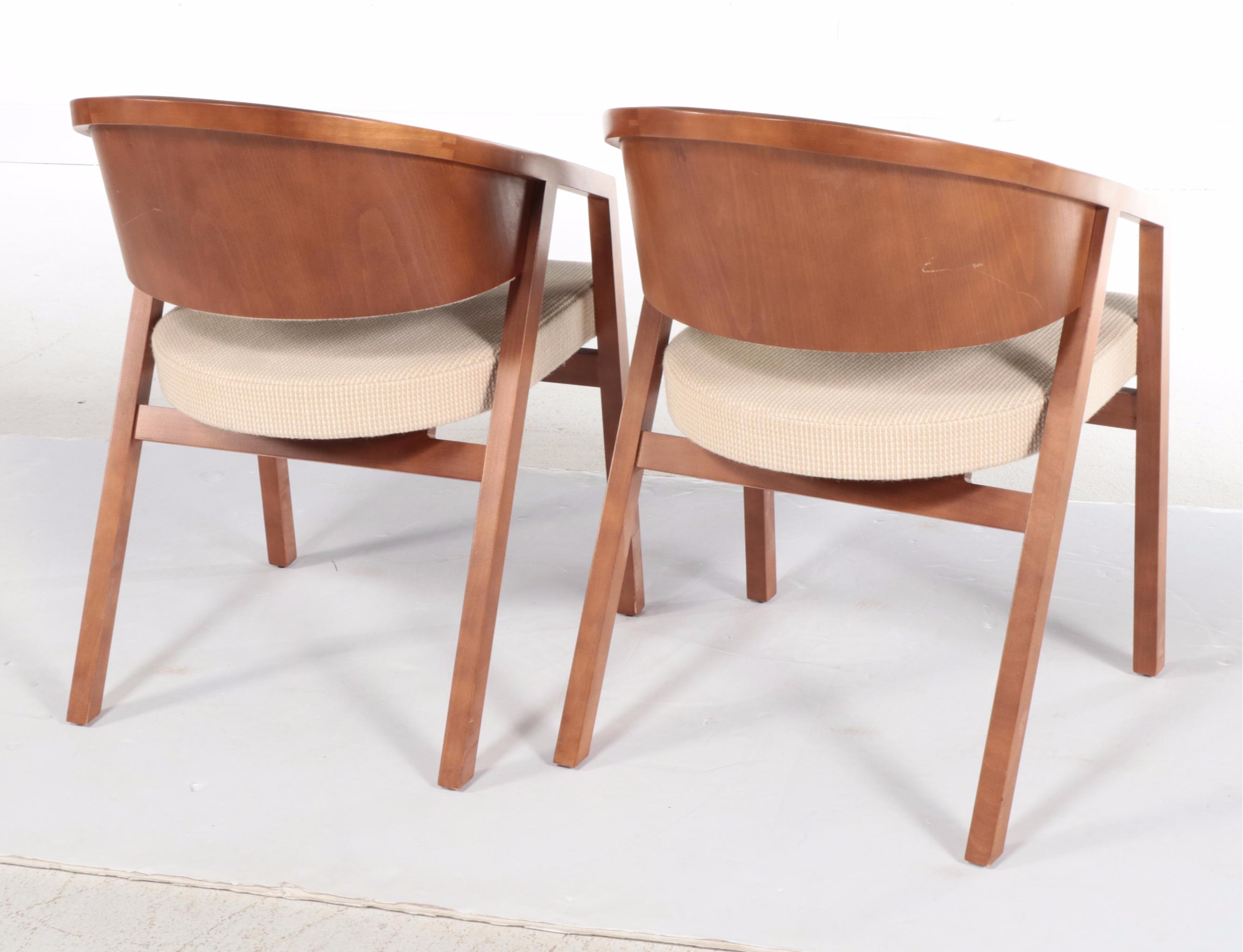 Pair of Knoll "Shelton Mindel" Upholstered Beech Armchairs