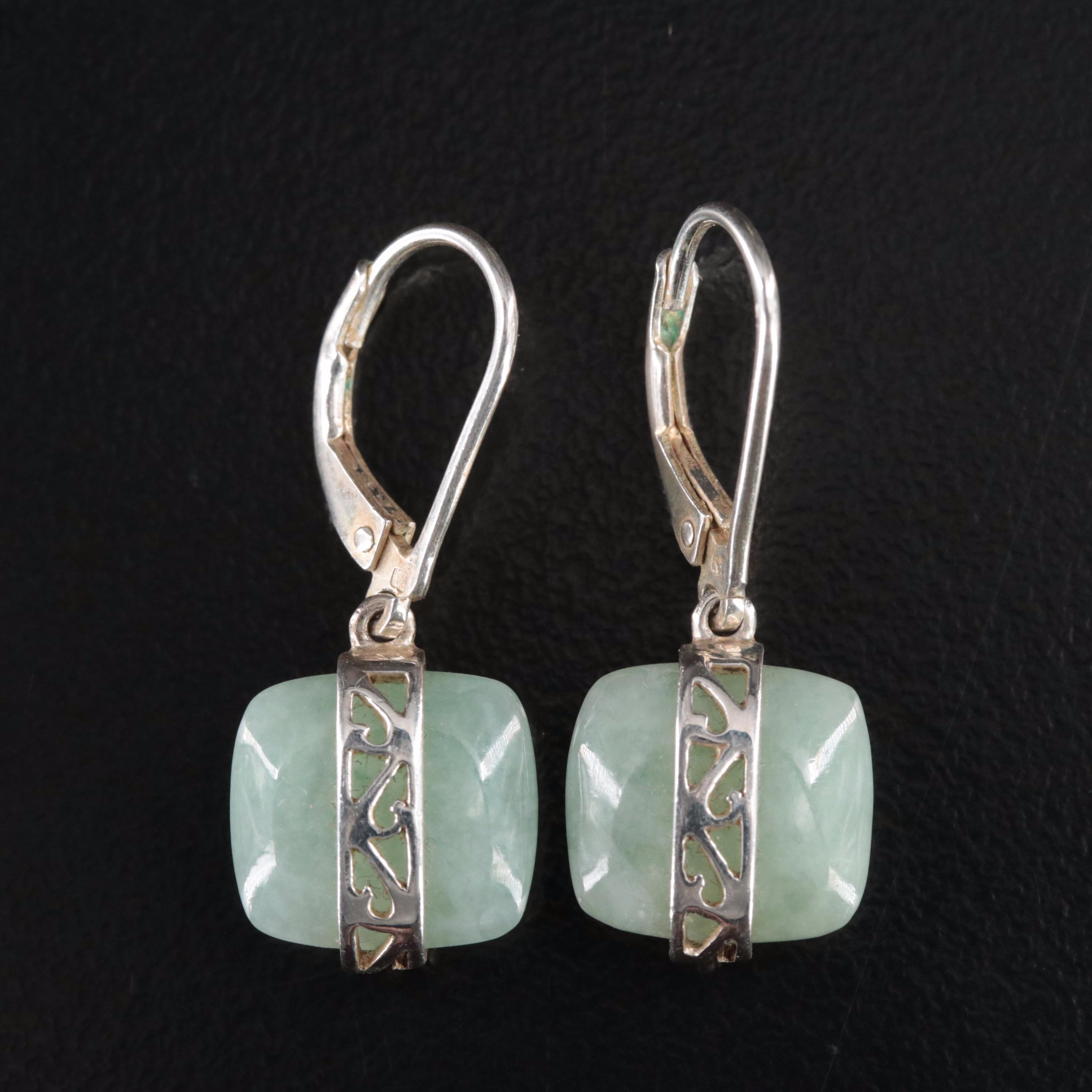Sterling Jadeite Earrings Paired with 14K Jadeite Longevity Ring