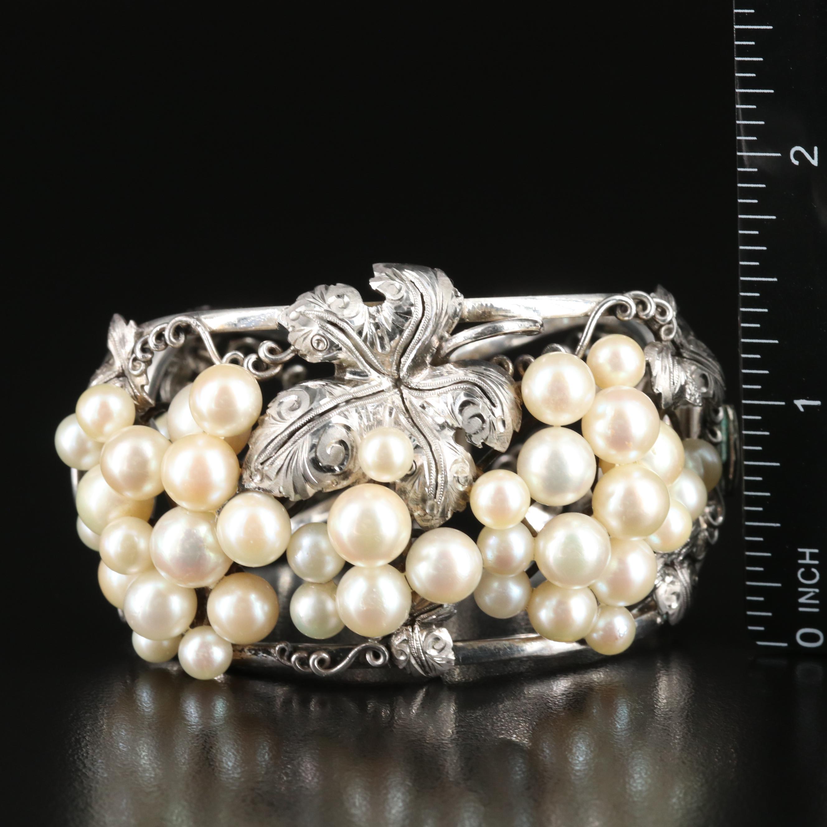 Sterling Grape Cluster Pearl Bracelet