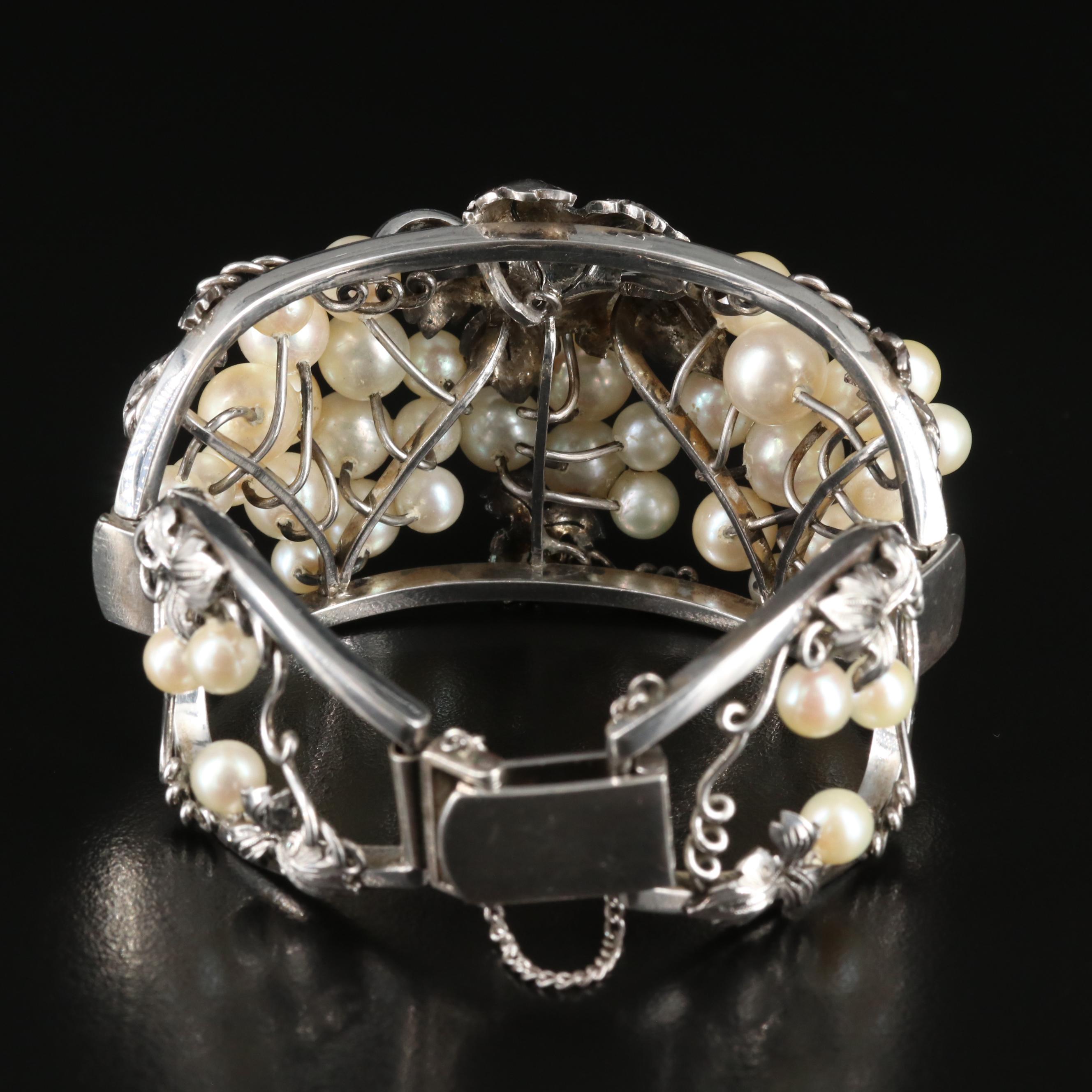 Sterling Grape Cluster Pearl Bracelet