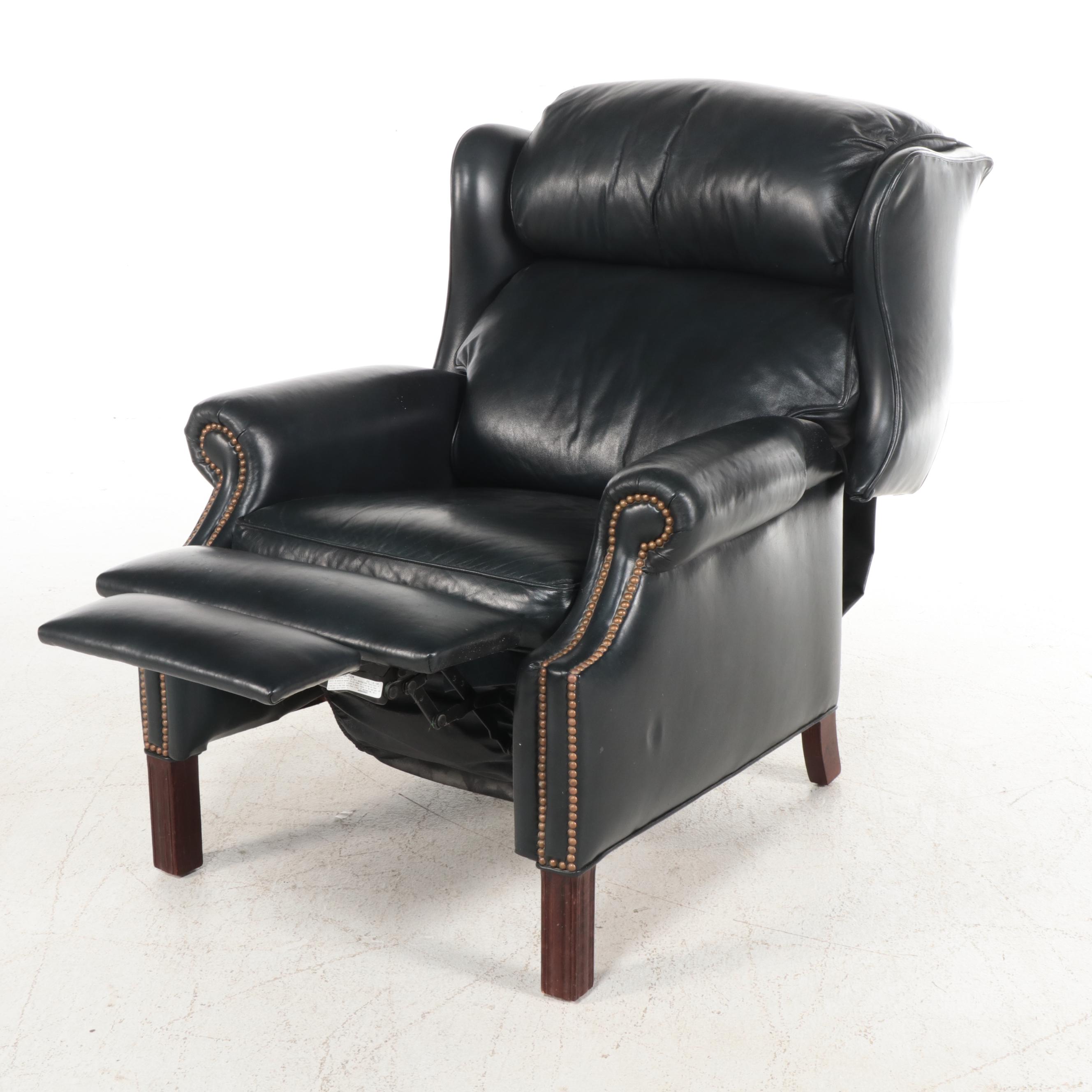 Hancock and Moore Woodbridge Leather Upholstered Recliner Wingback Armchair