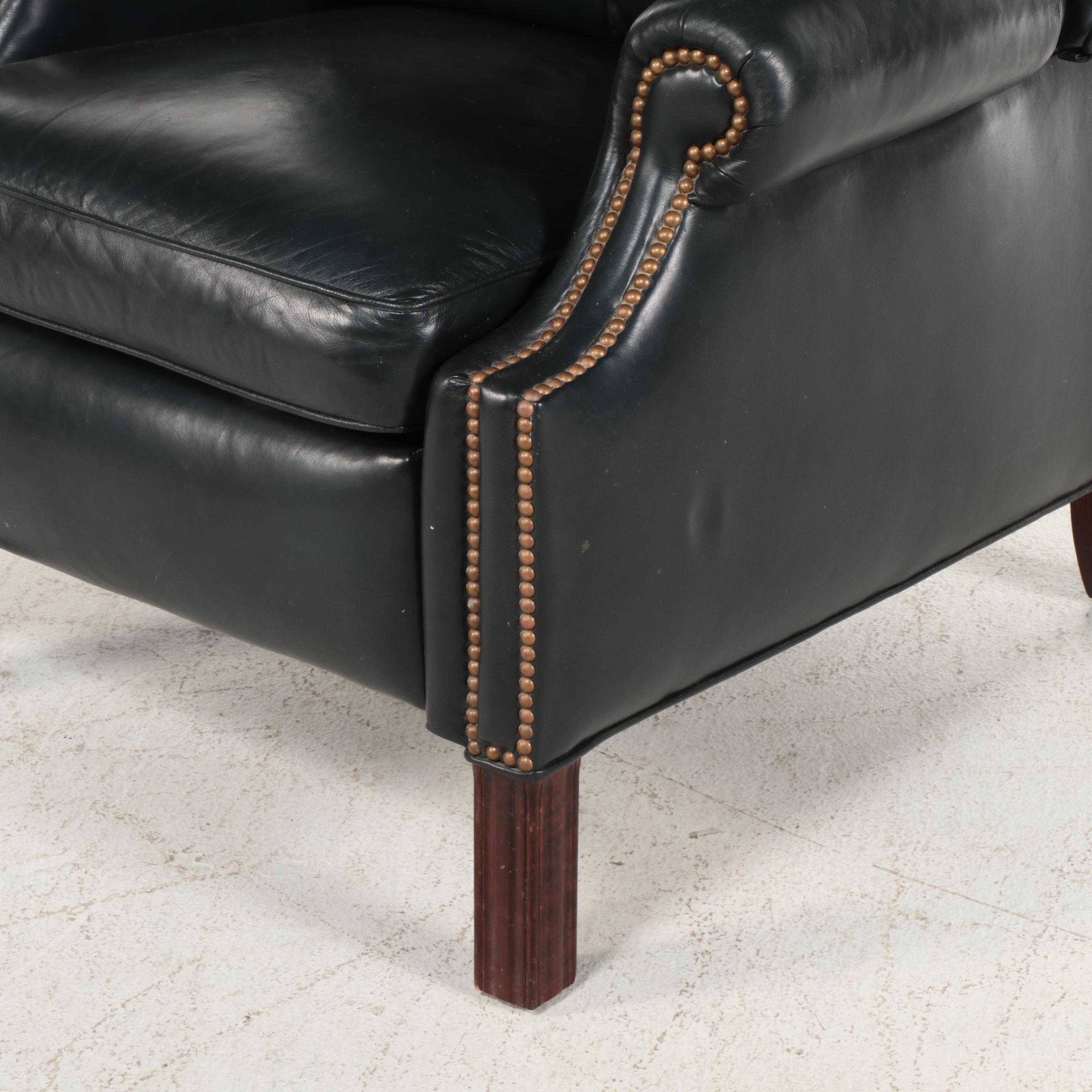 Hancock and Moore Woodbridge Leather Upholstered Recliner Wingback Armchair