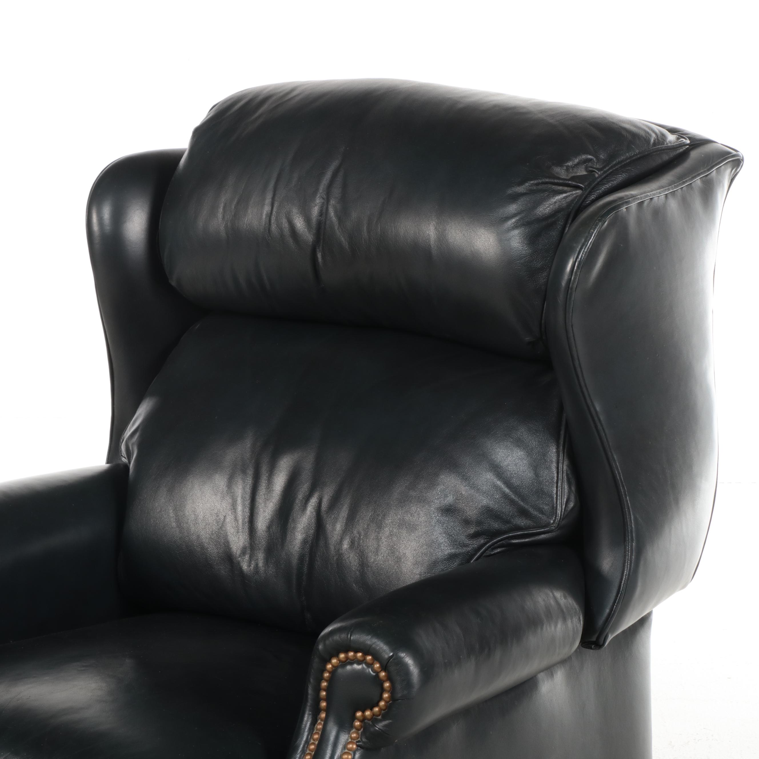 Hancock and Moore Woodbridge Leather Upholstered Recliner Wingback Armchair