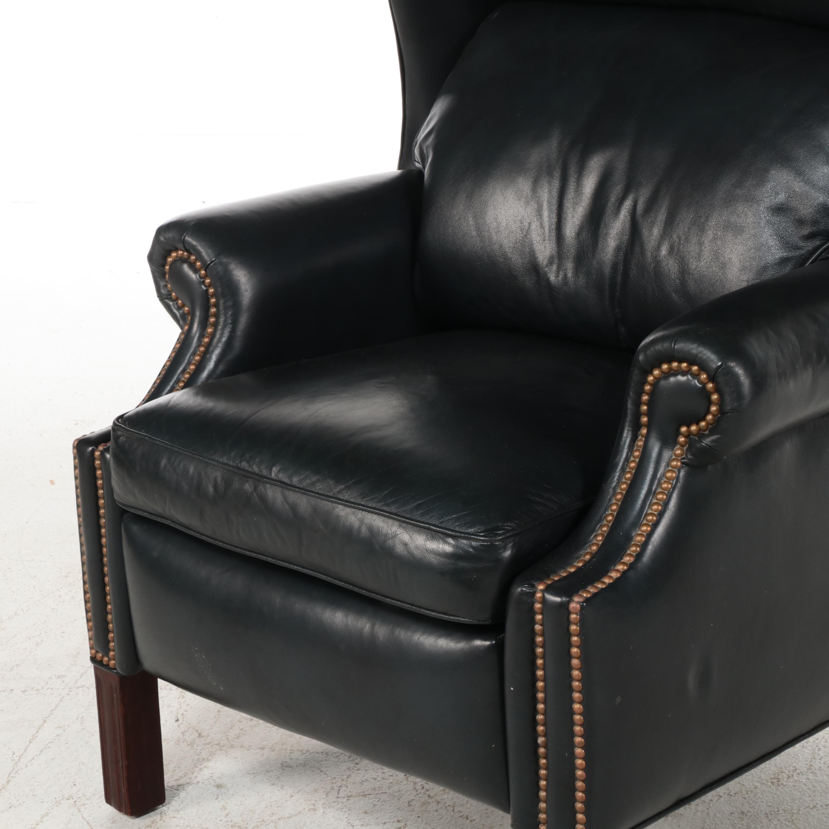 Hancock and Moore Woodbridge Leather Upholstered Recliner Wingback Armchair