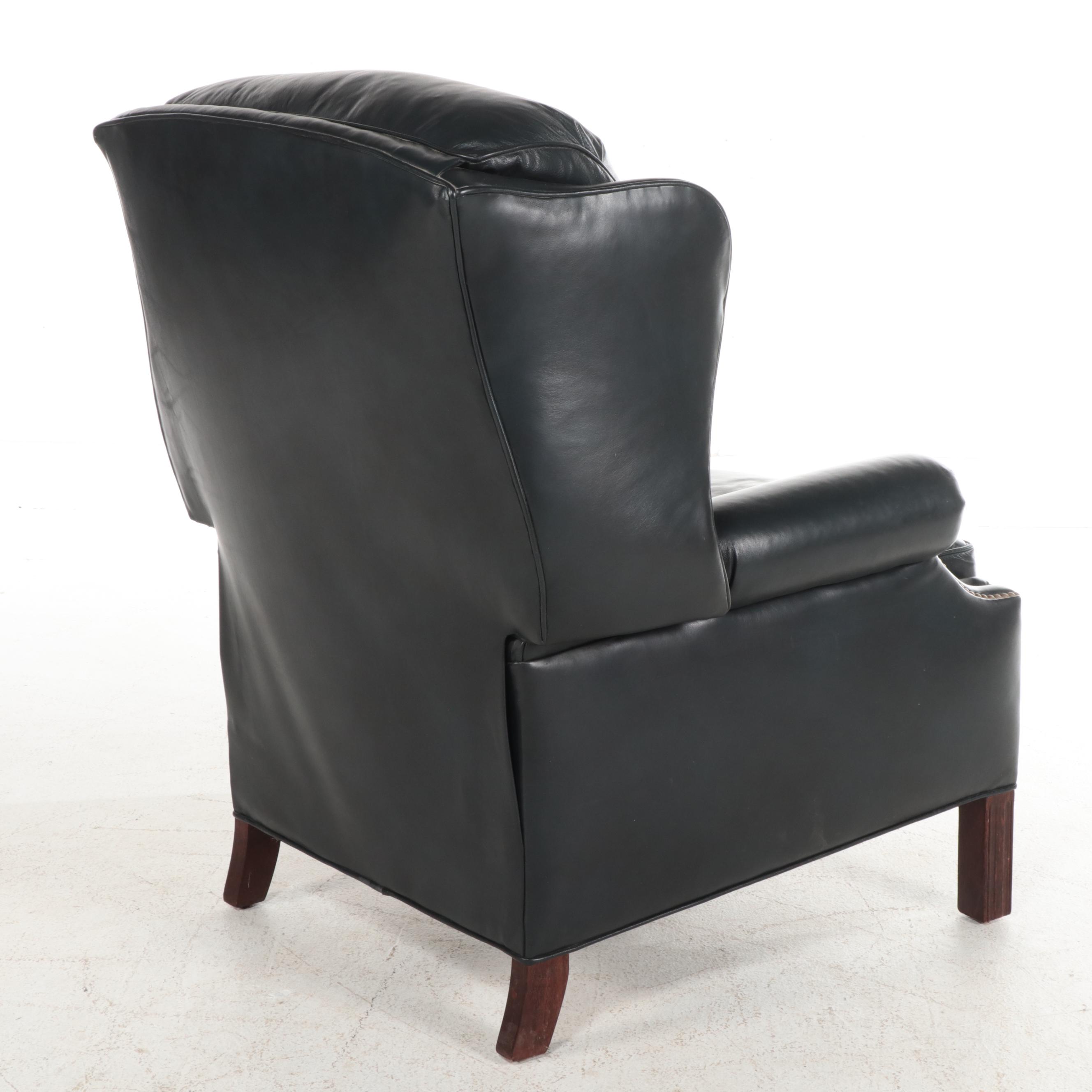 Hancock and Moore Woodbridge Leather Upholstered Recliner Wingback Armchair