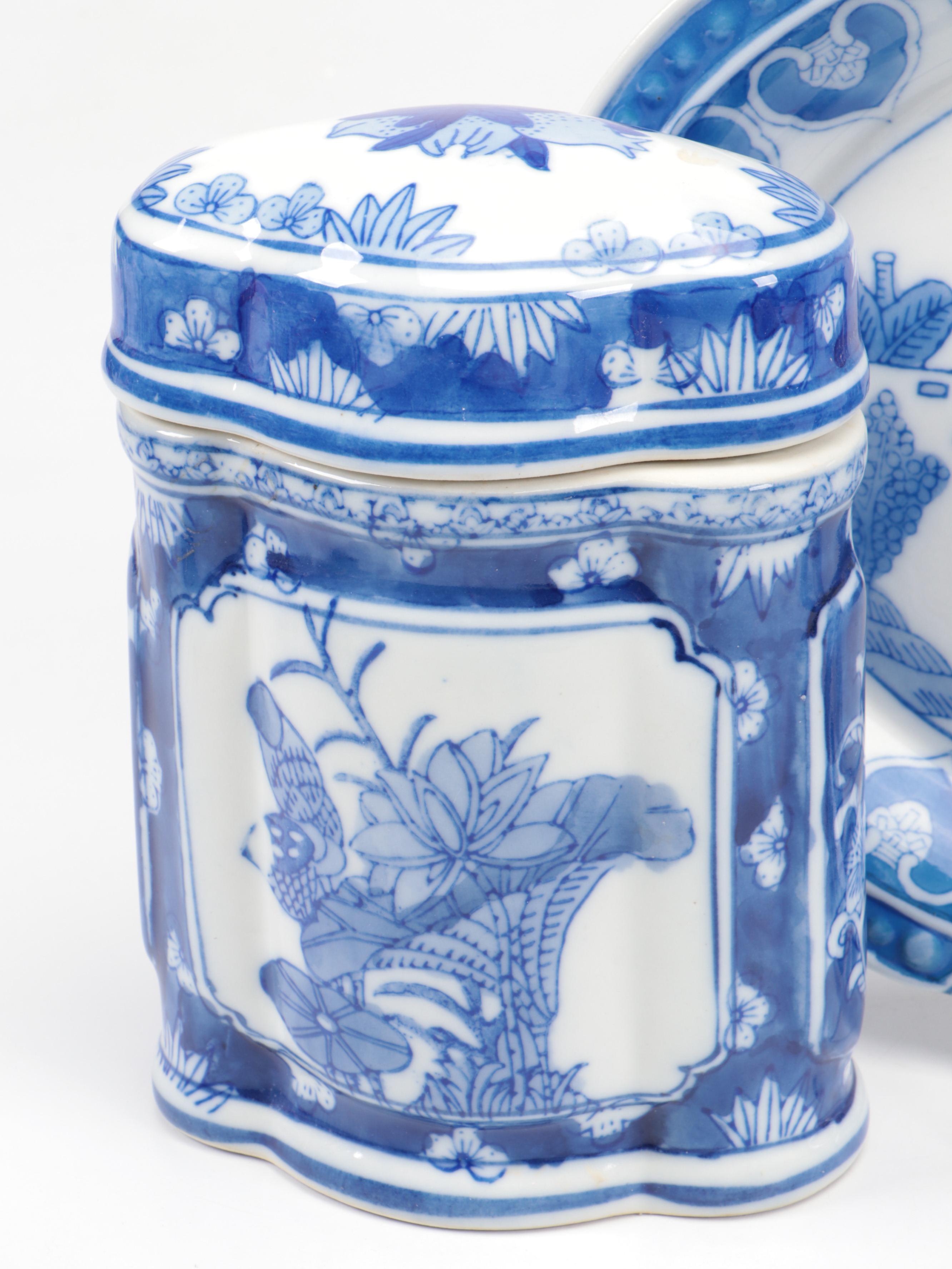World Market Blue Koi Teapot with Chinese Blue and White Teapots and Décor
