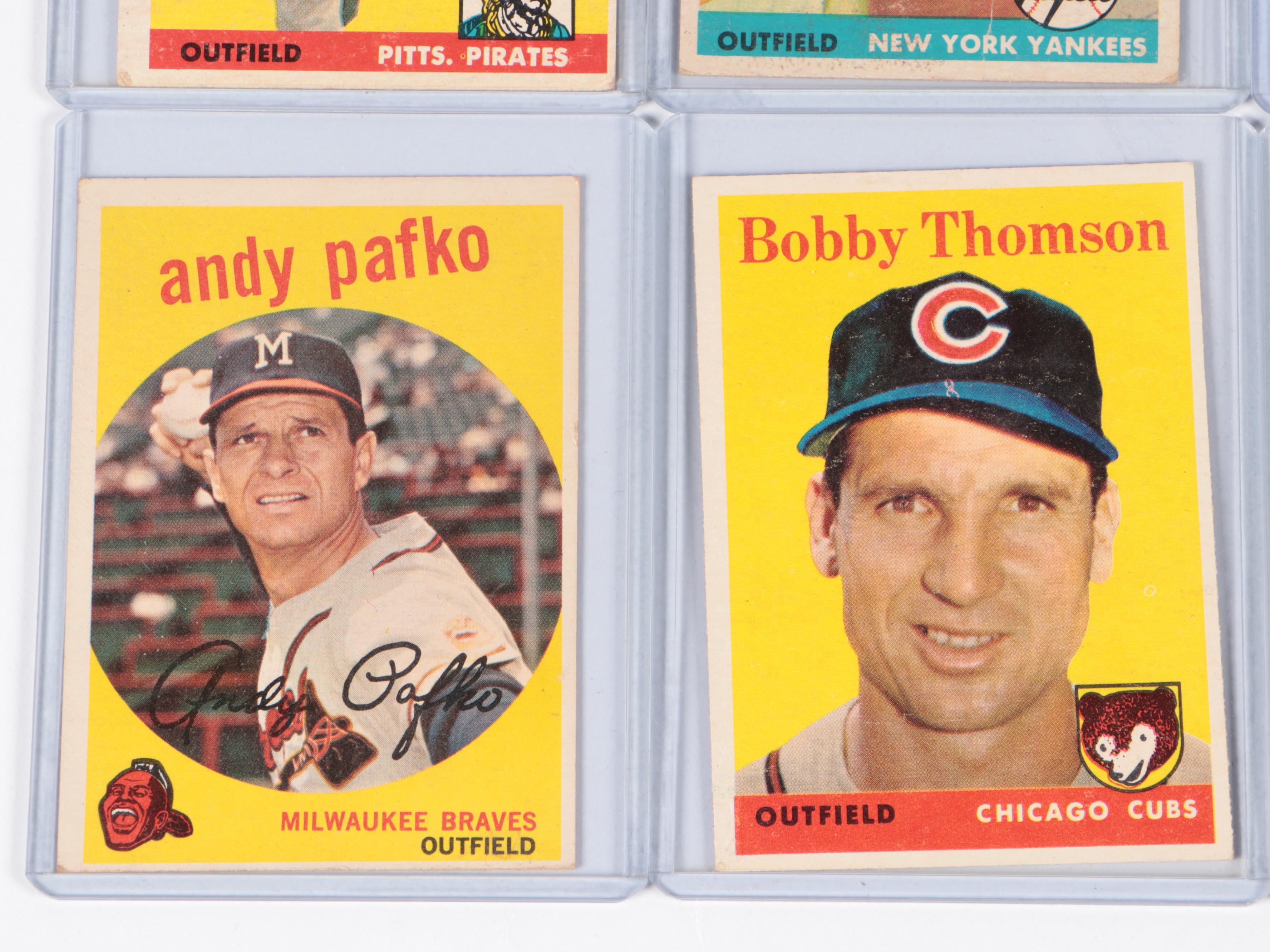 Topps Baseball Cards Featuring Andy Pafko, Hank Bauer, and More, 1950s