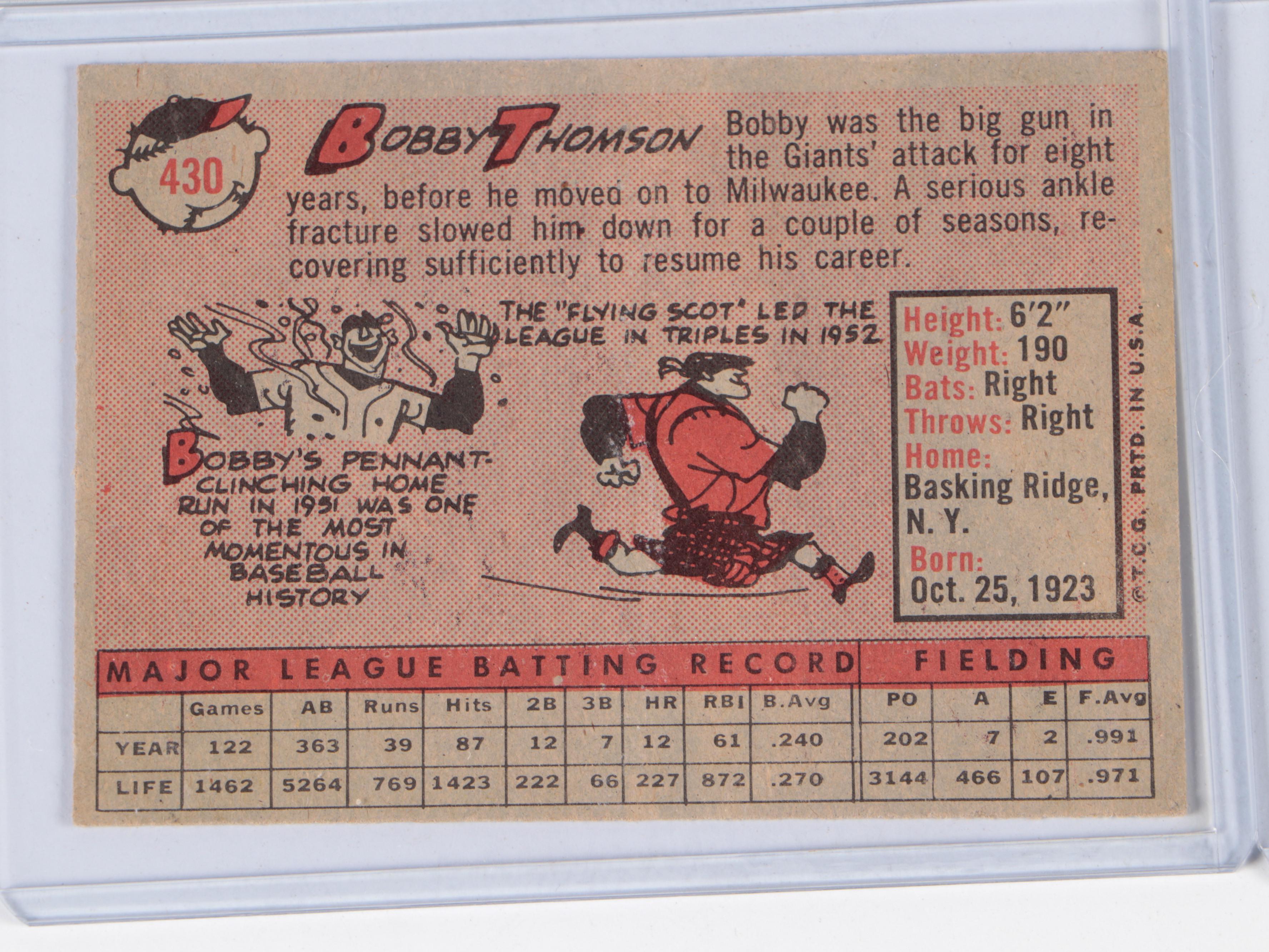 Topps Baseball Cards Featuring Andy Pafko, Hank Bauer, and More, 1950s