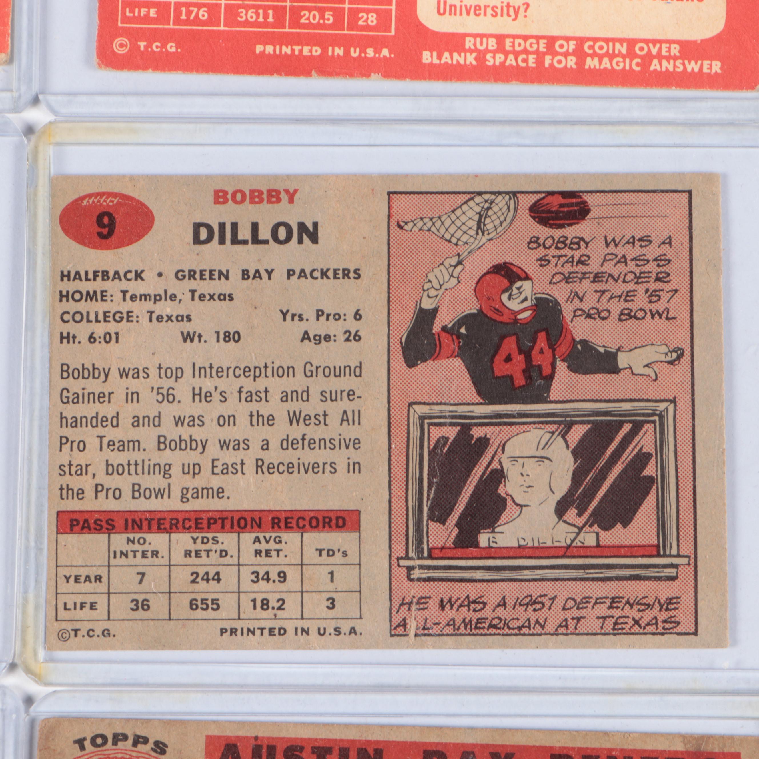 Topps Football Cards Featuring Ernie Stautner, Bobby Dillon, and More, 1950s
