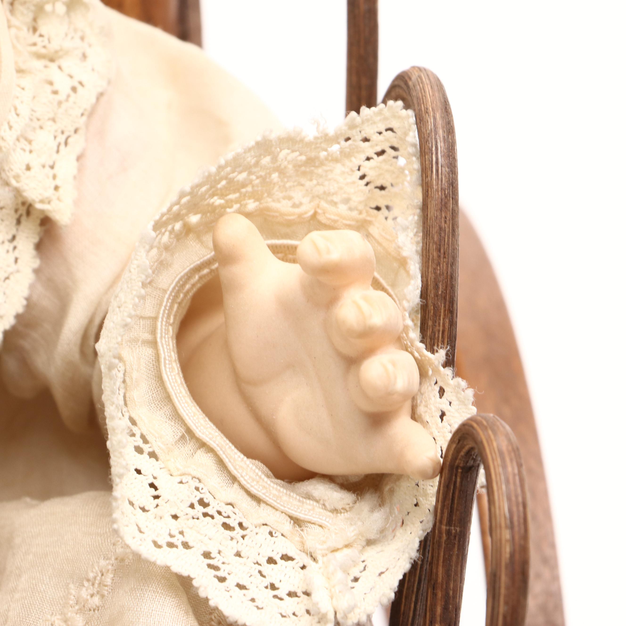 Effanbee "Sweetie Pie" Baby Doll with Victorian Style Bentwood Carriage