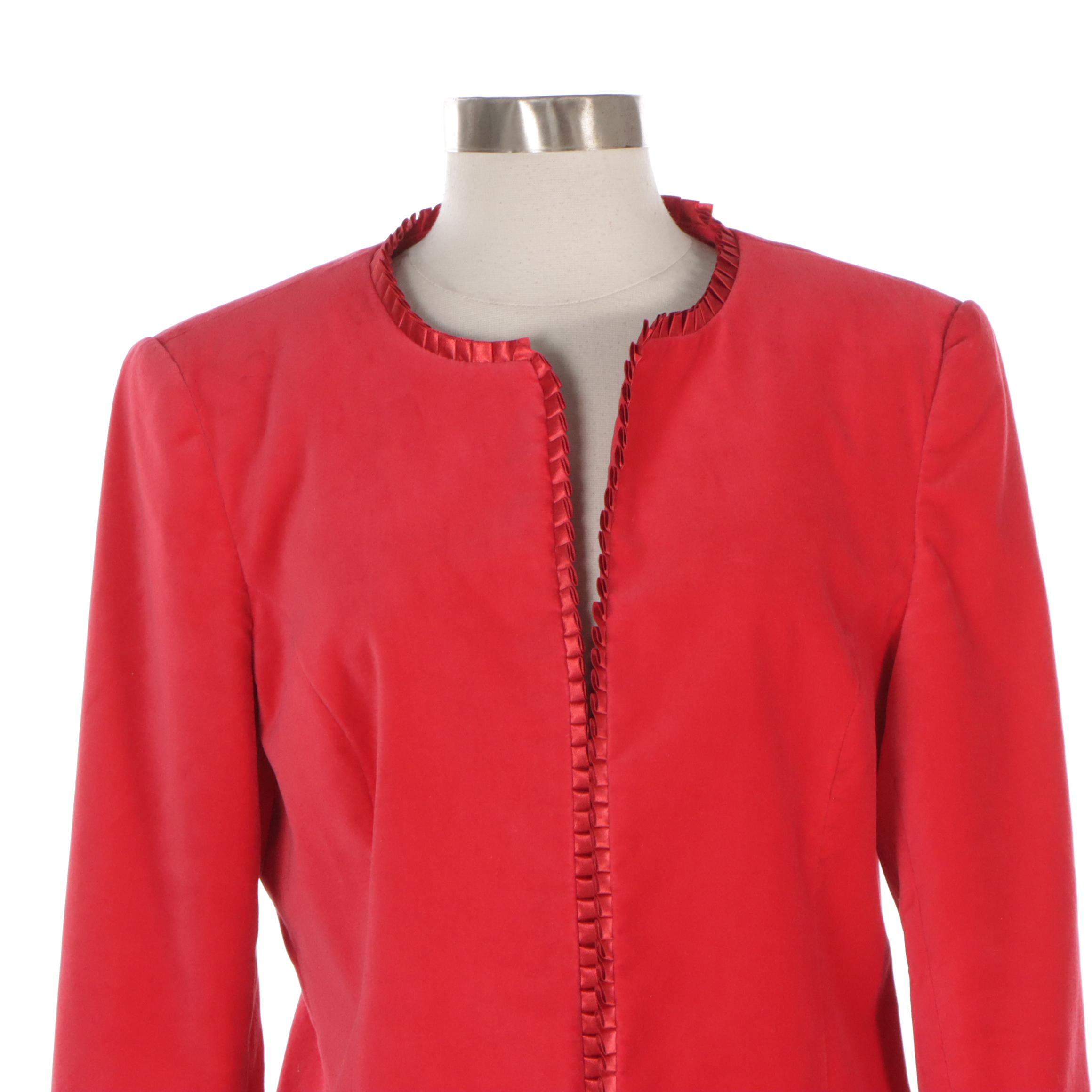 Sleeveless Cocktail Dress with Red Bows and Sash with Red Jacket