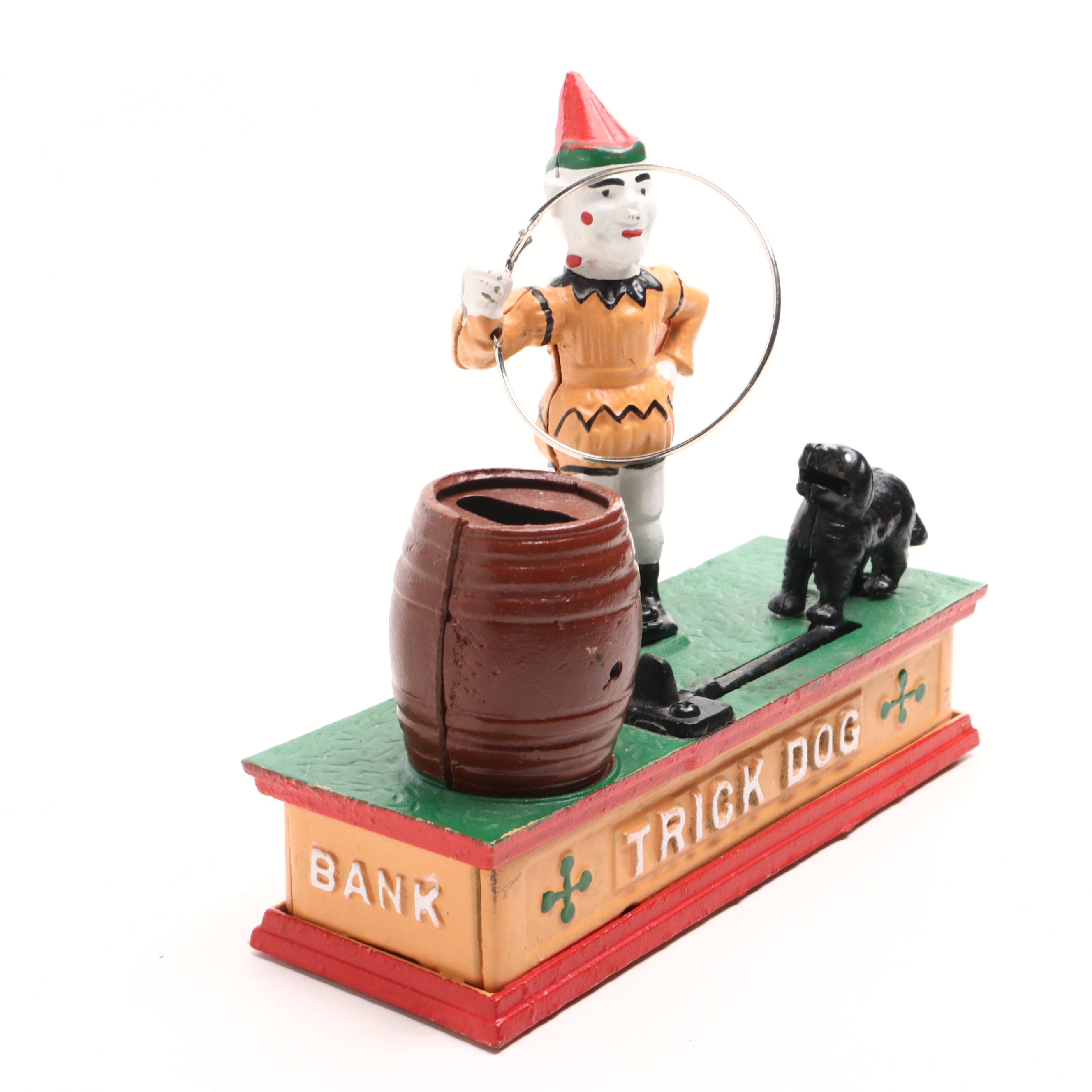 Reproduction Cast Iron "Trick Dog" Mechanical Coin Bank, Late 20th Century