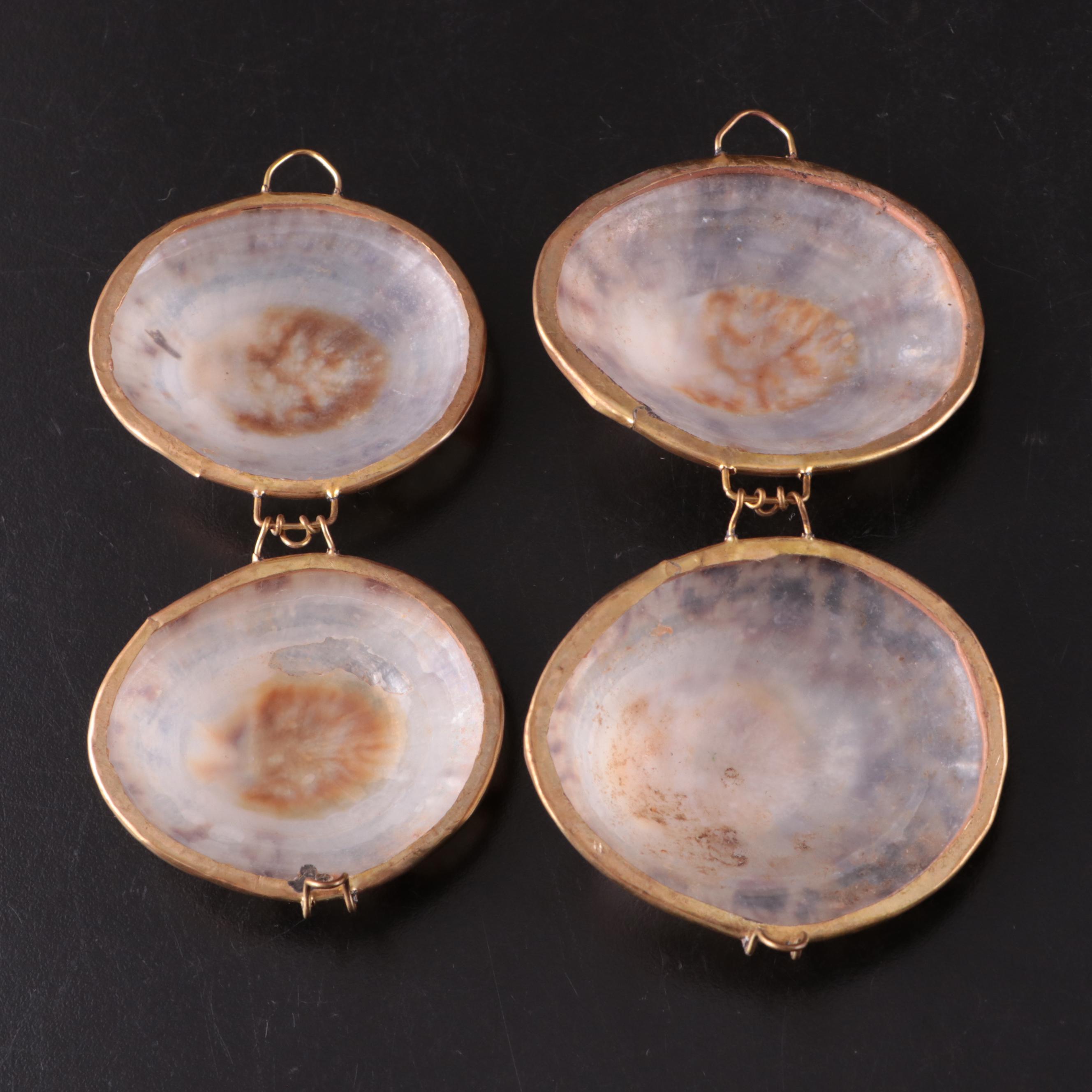 Cowrie, Polished Limpet, and Mother of Pearl Hinged Boxes