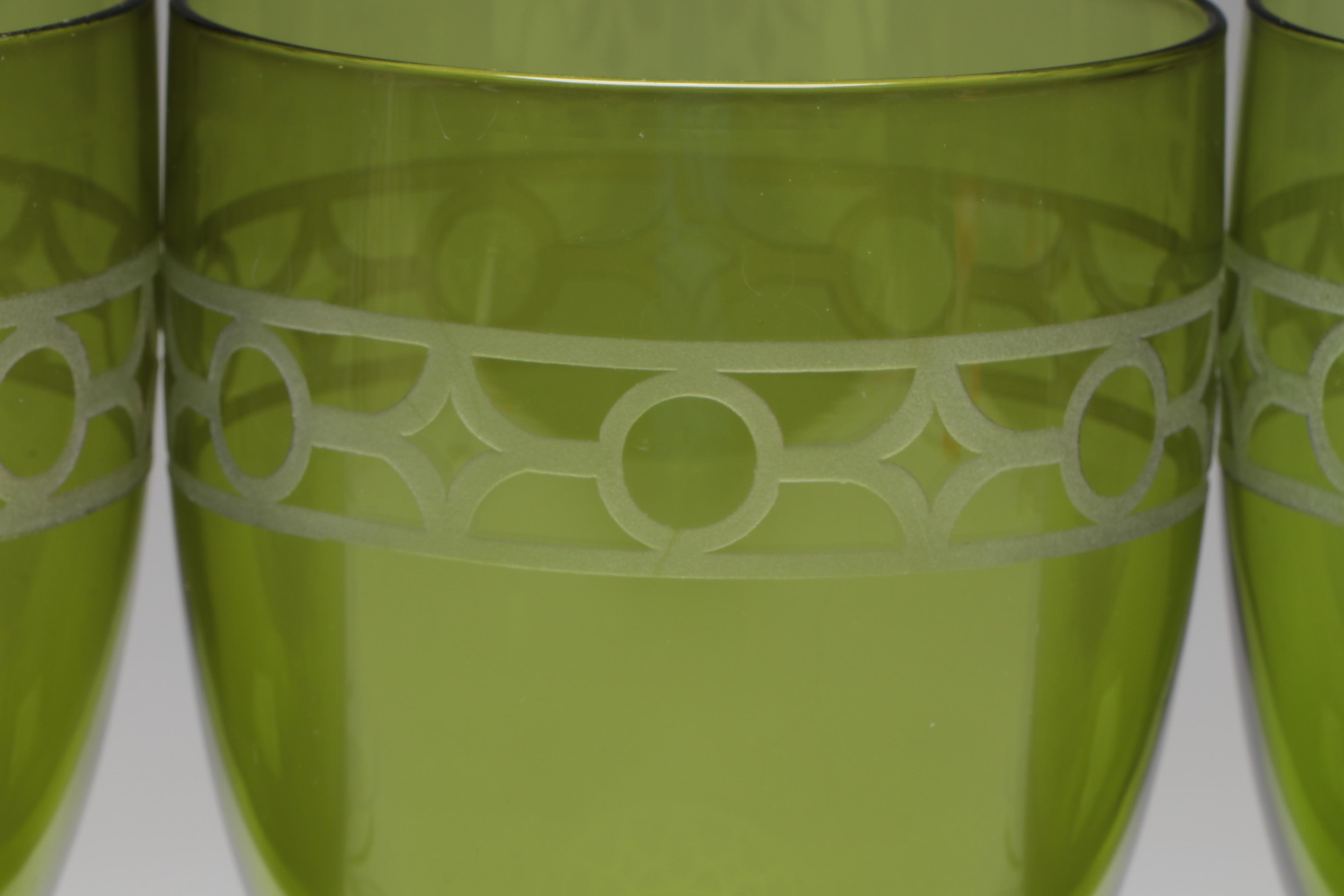 Artland "Gazebo" Green and Clear Glass Water Goblets