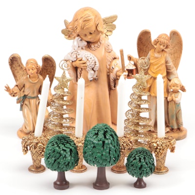 Italian Fontanini Plastic Nativity Angel Figurines with More Christmas Décor
