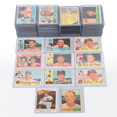 Topps Baseball Cards Featuring Joe Nuxhall, Lew Burdette, and More, 1960s