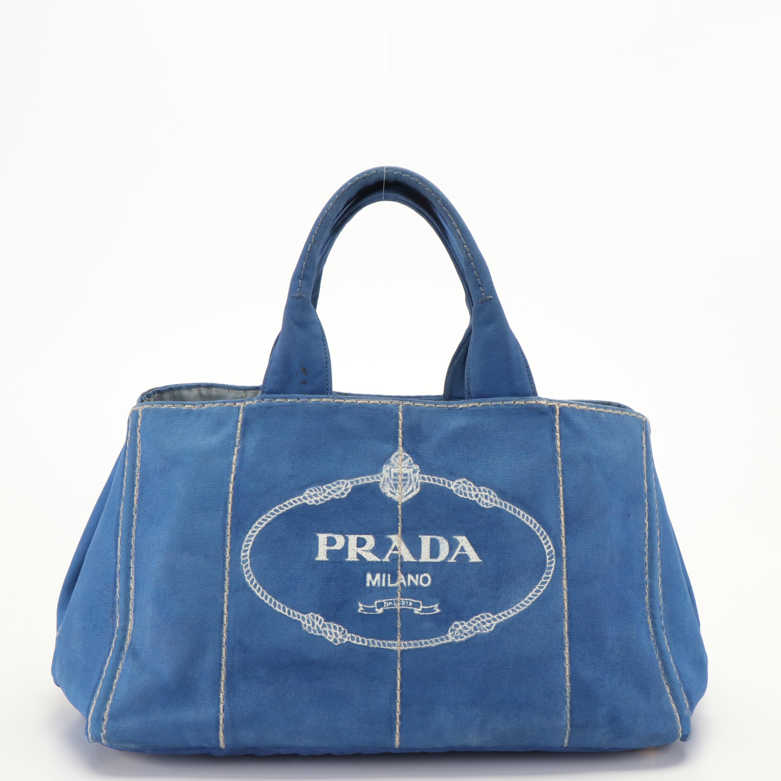 Prada Periwinkle Blue Canapa Logo Tote Bag