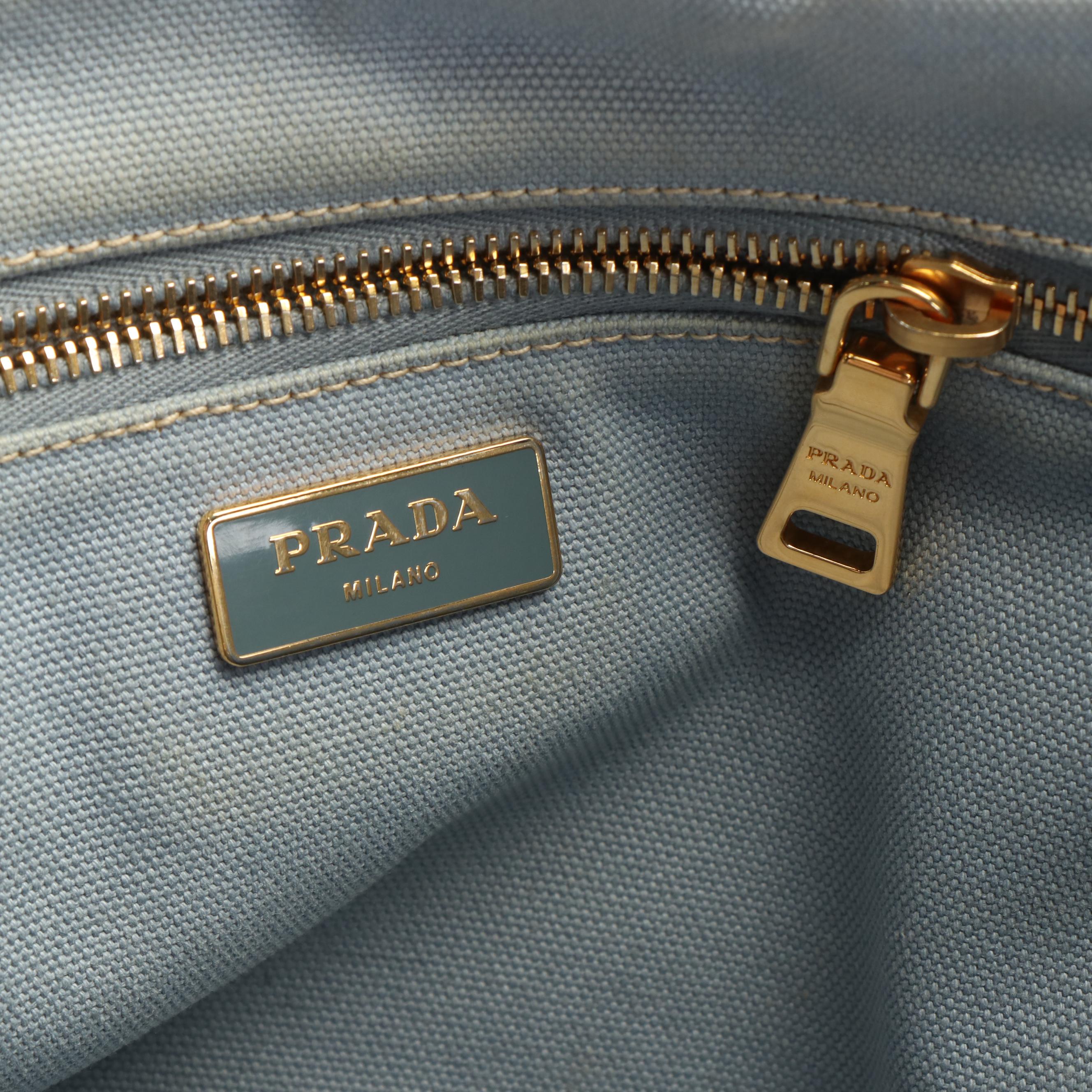 Prada Periwinkle Blue Canapa Logo Tote Bag